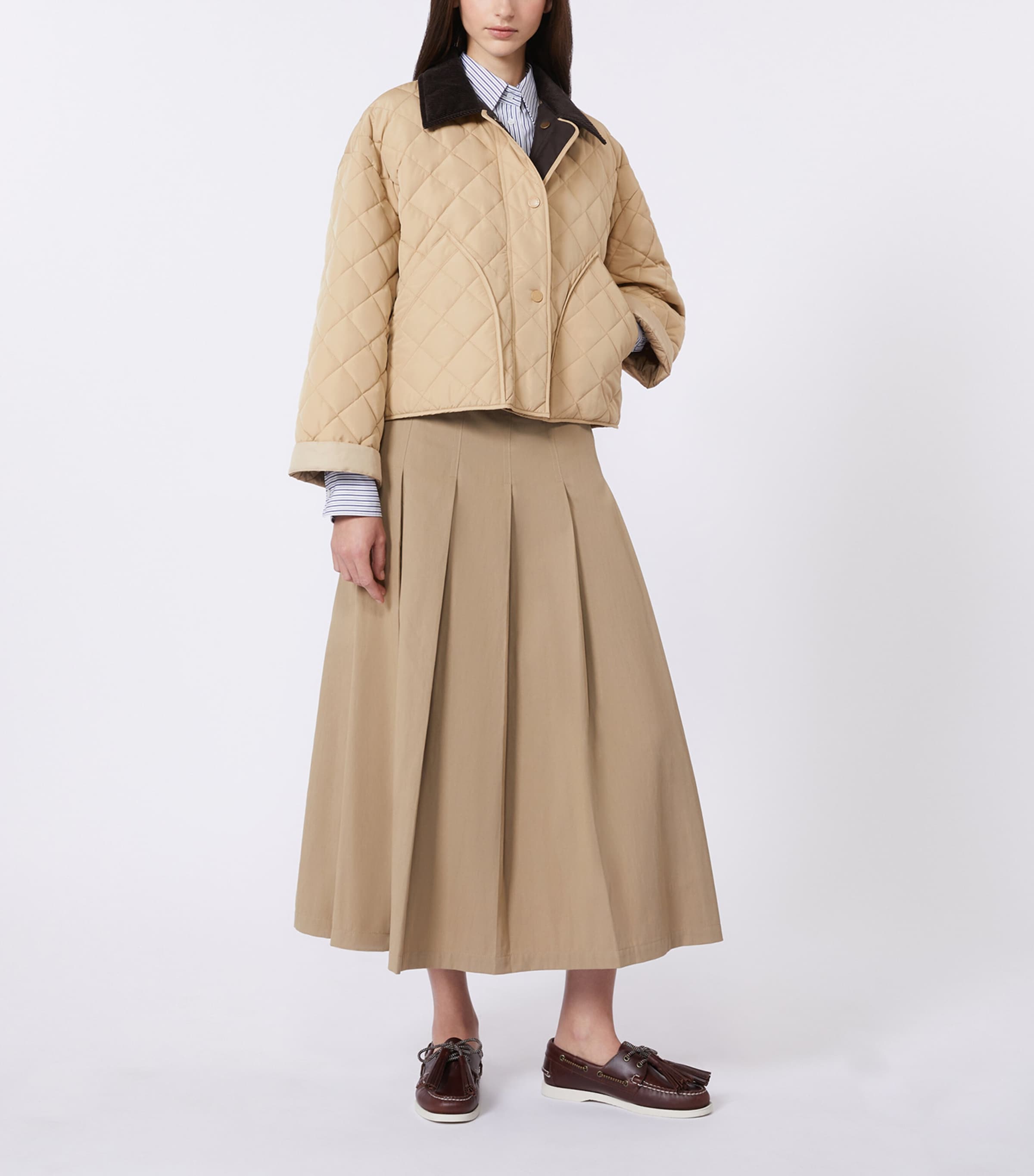 Weekend Max Mara Womens Gabardine Pleated Maxi Skirt Hazelnut Brown Image 4