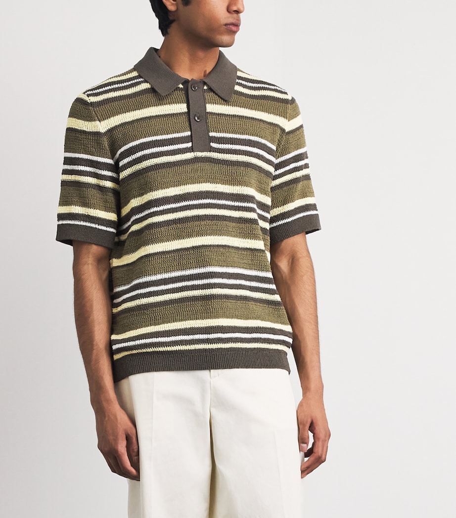 Samsøe Samsøe Mens Organic Cotton-Blend Polo Shirt Burnt Olive St. Image 4
