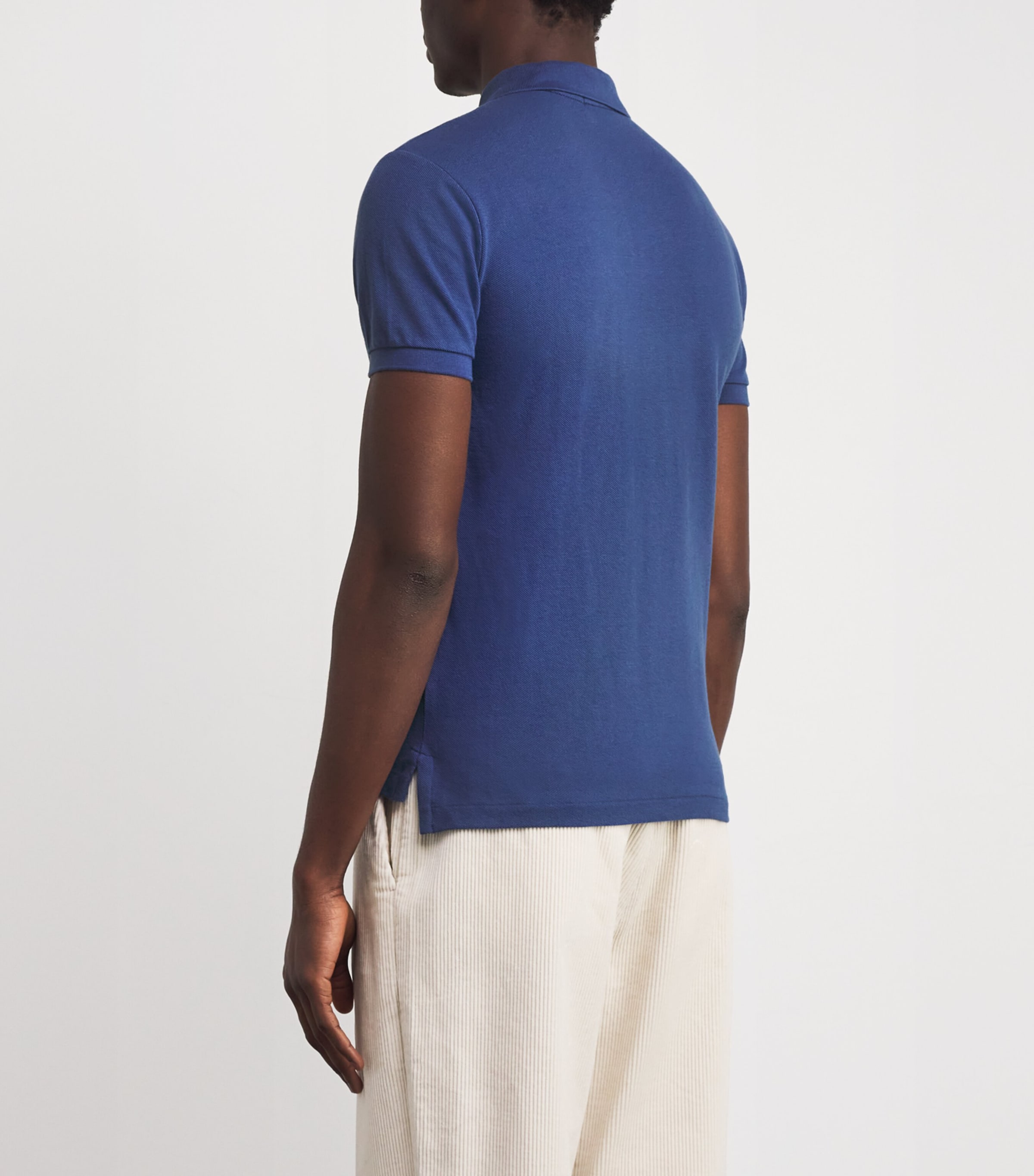 Cotton Mesh Slim-Fit Polo Shirt BLUE Image 4