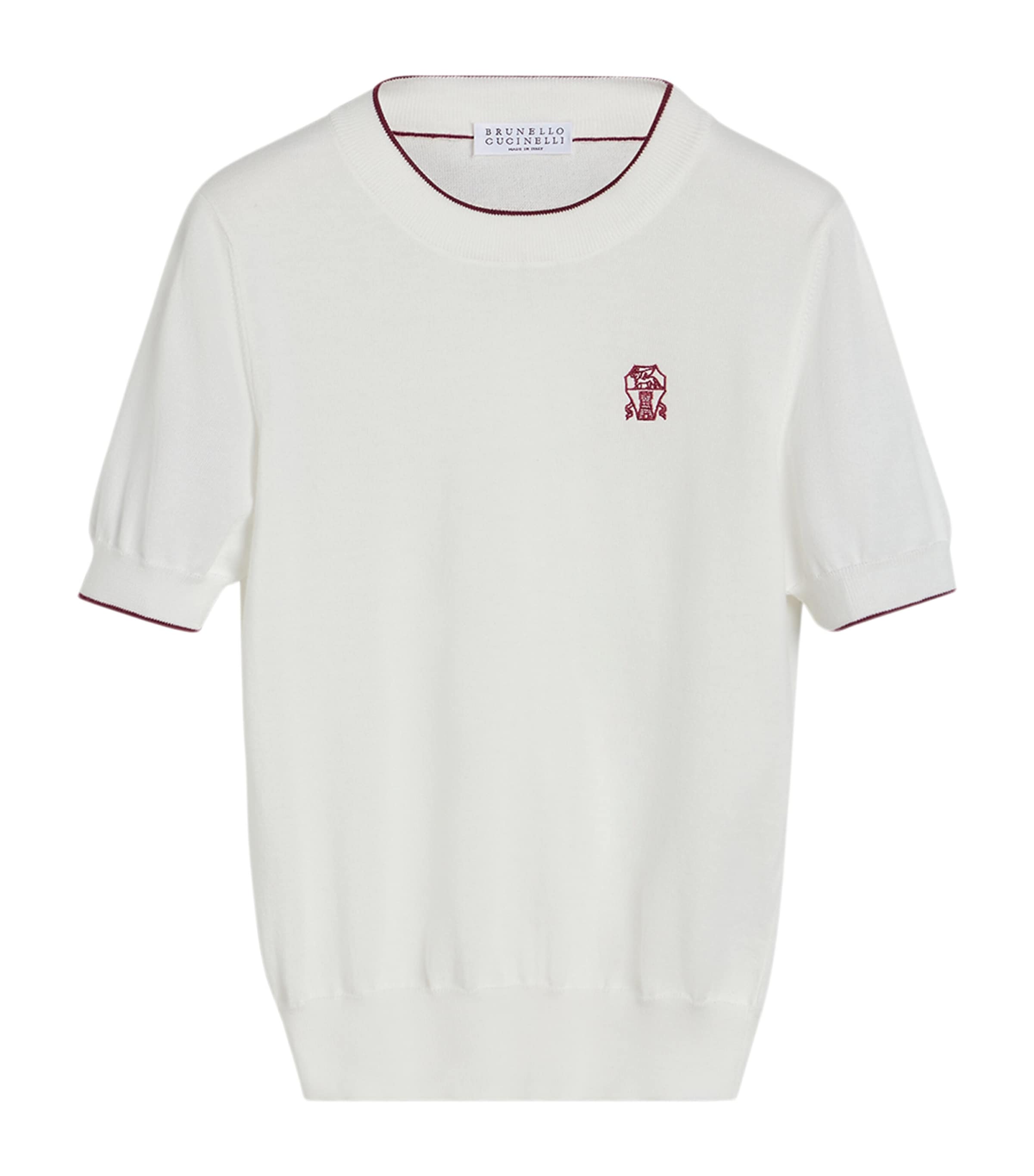 Brunello Cucinelli Kids White Cotton Logo Short-Sleeve Sweater (4