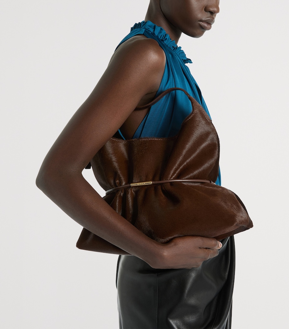 Balmain Medium Pony Hair Sphynx Shoulder Bag Marron Fonce Image 2