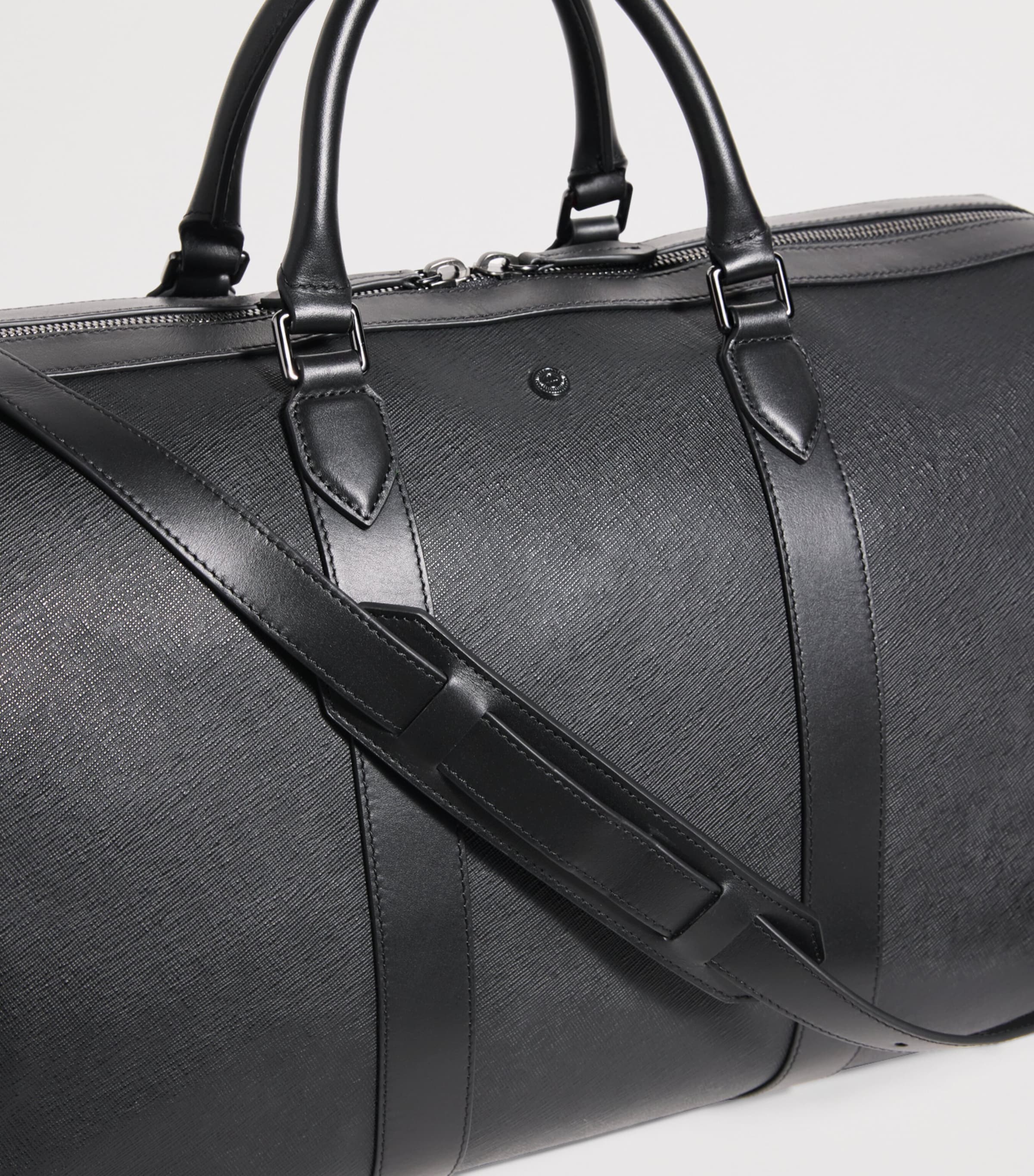 Harrods Leather Holdall Black Image 6