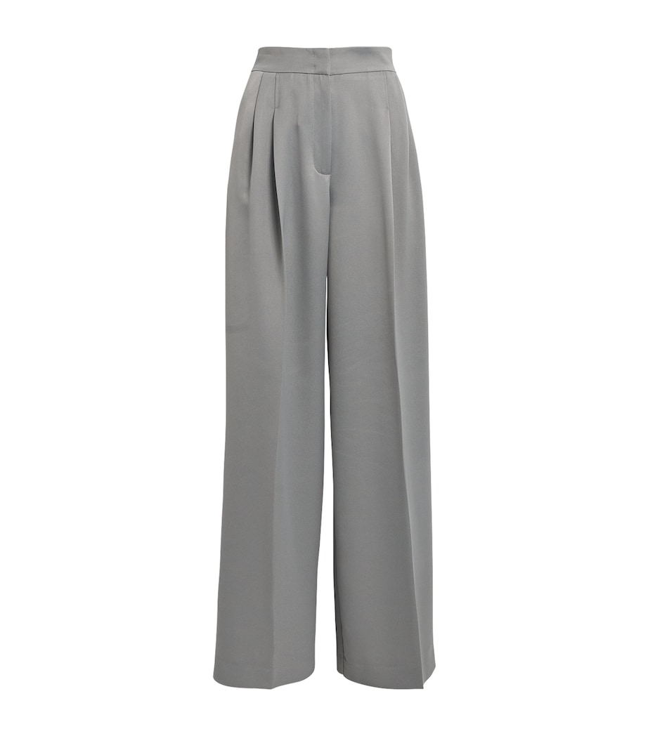 Satin Pleated Wide-Leg Trousers GREY Image 1