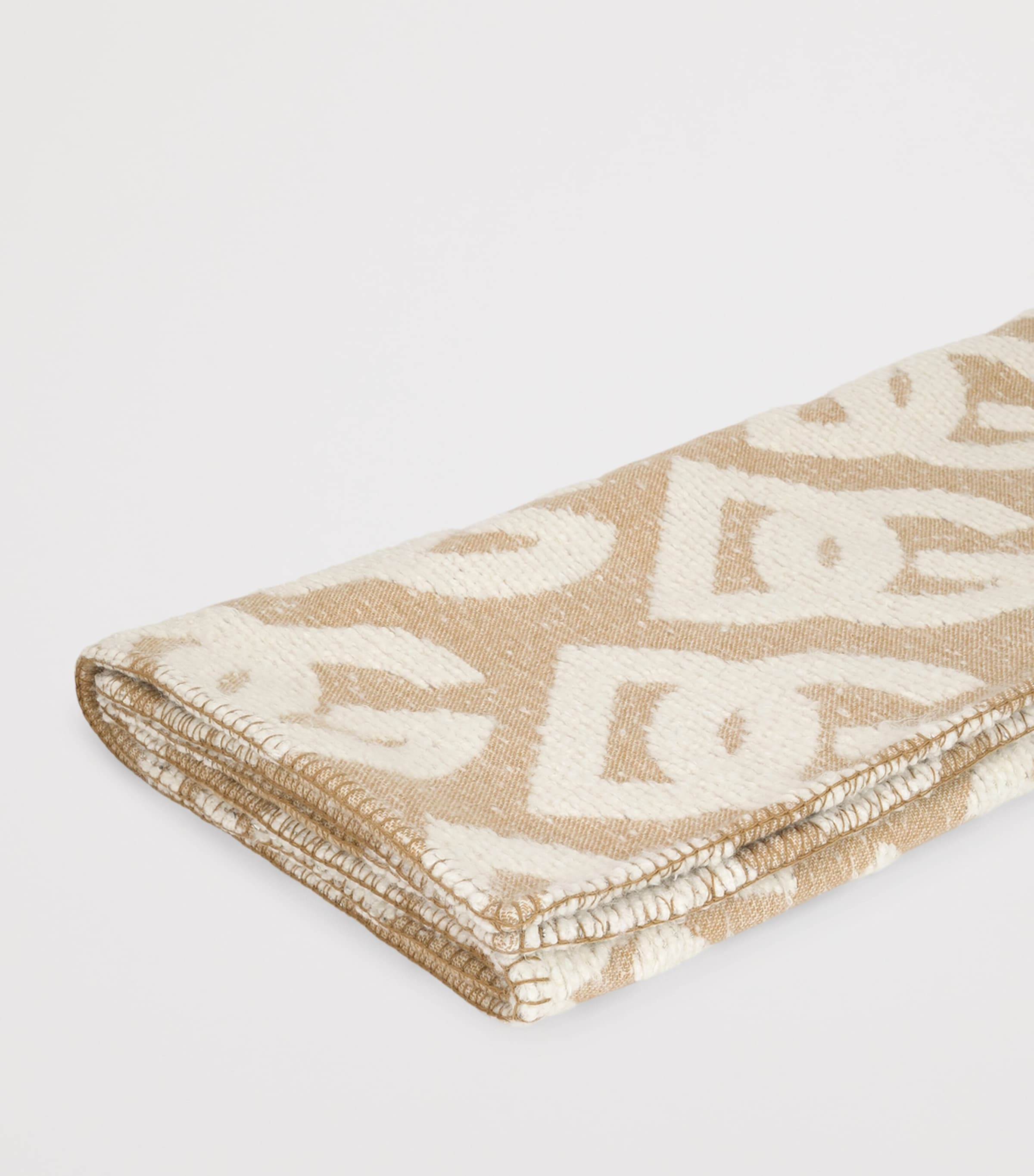 Wool-Cashmere-Silk Logo Throw (140cm x 180cm) U0054-BEIGE Image 4