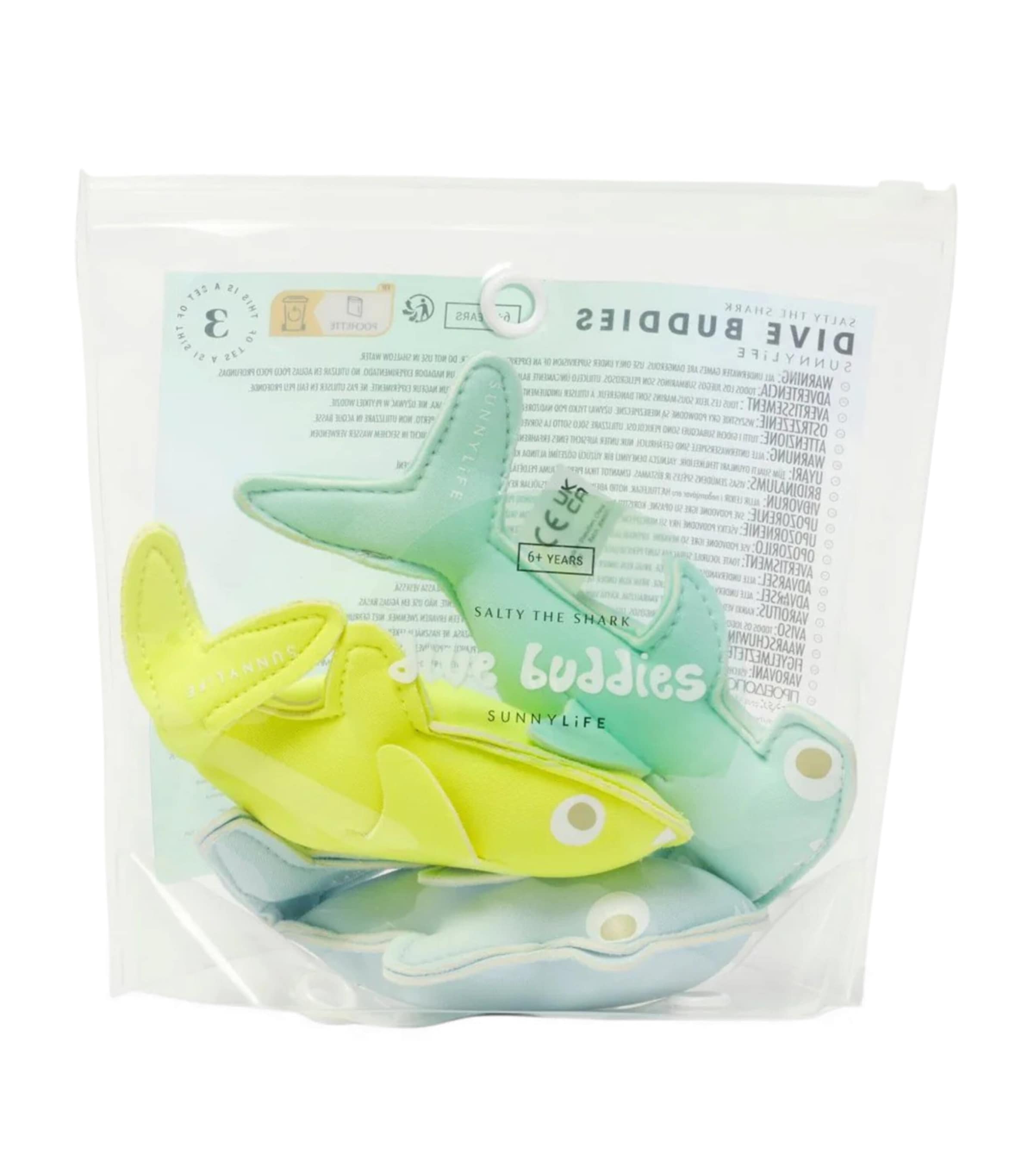 Sunnylife Kids Salty The Shark Dive Buddies (Set of 3) Aqua Neon Yellow Image 5
