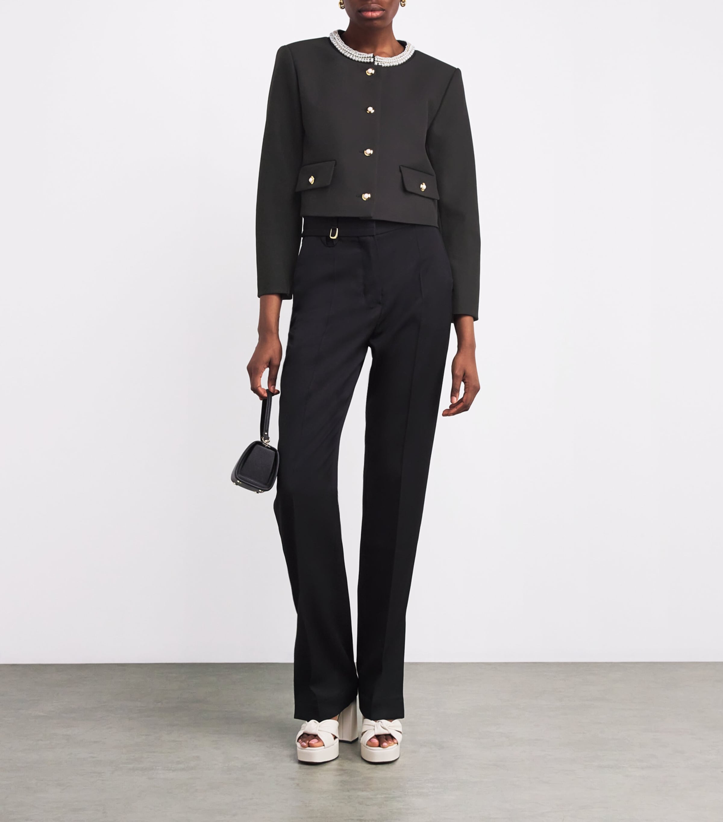 Sandro Paris Embellished Cropped Jacket | Harrods UK