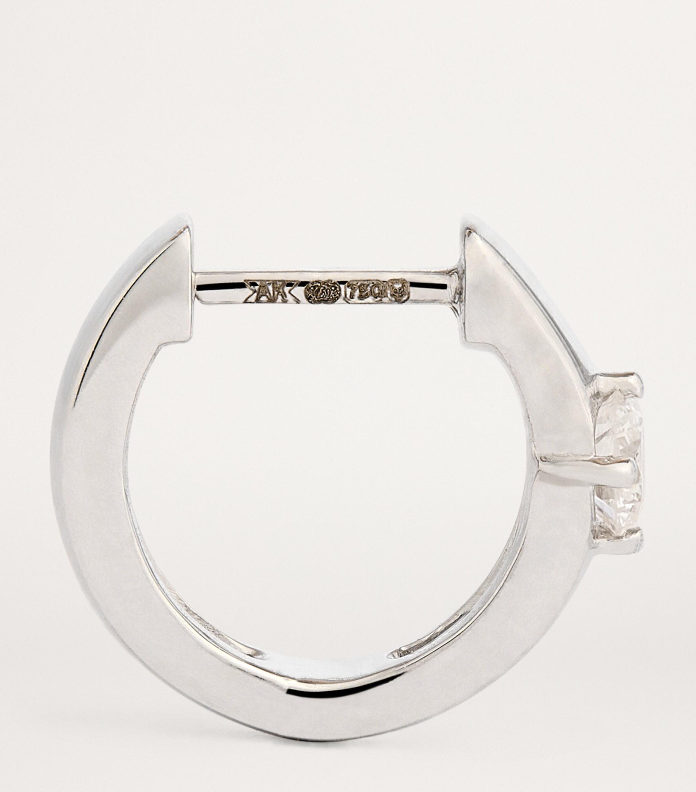 White Gold and Diamond Huggie Earrings WHITE GOLD Image 4