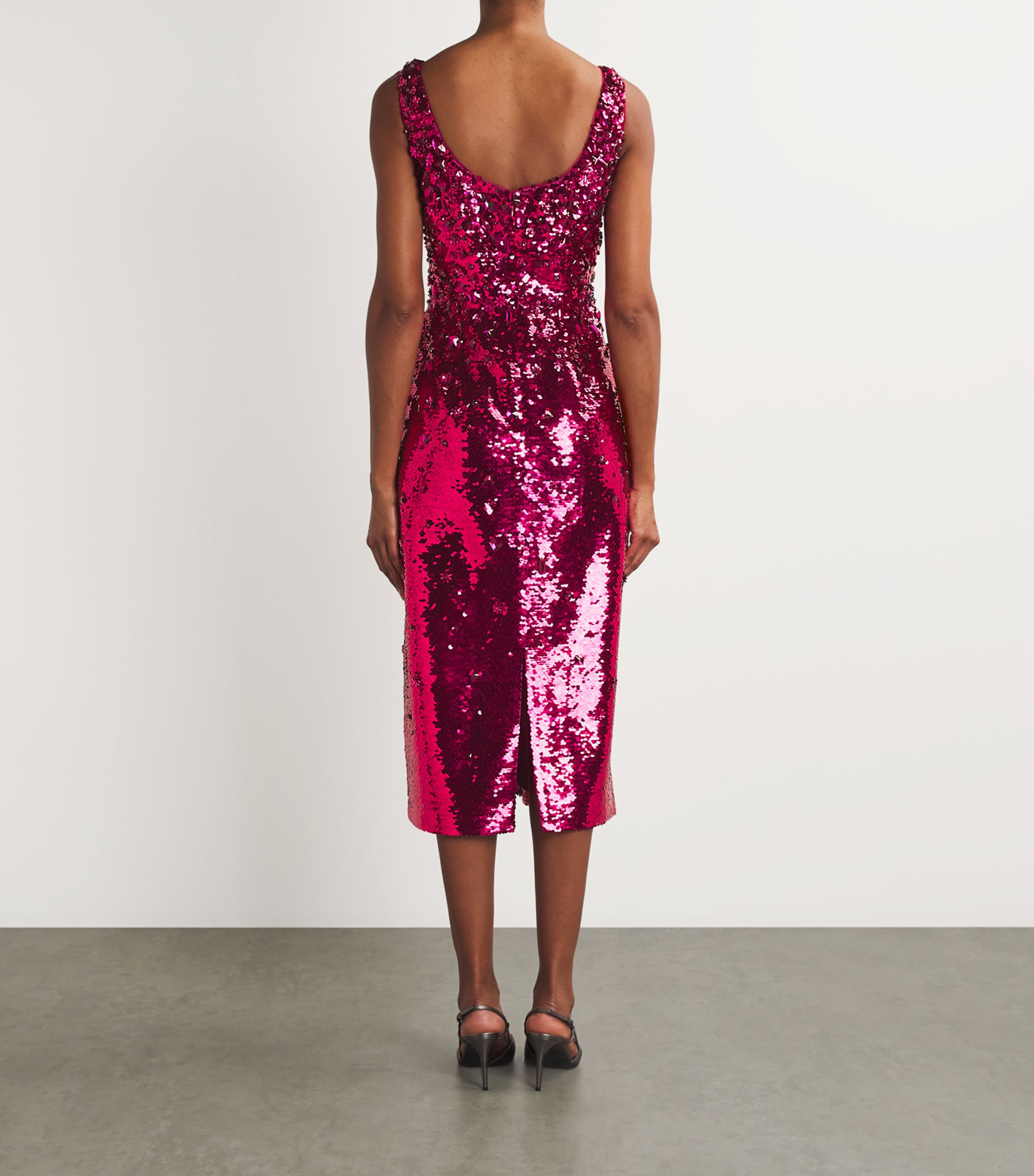 Carolina Herrera Womens Embellished Midi Dress Berry Image 3