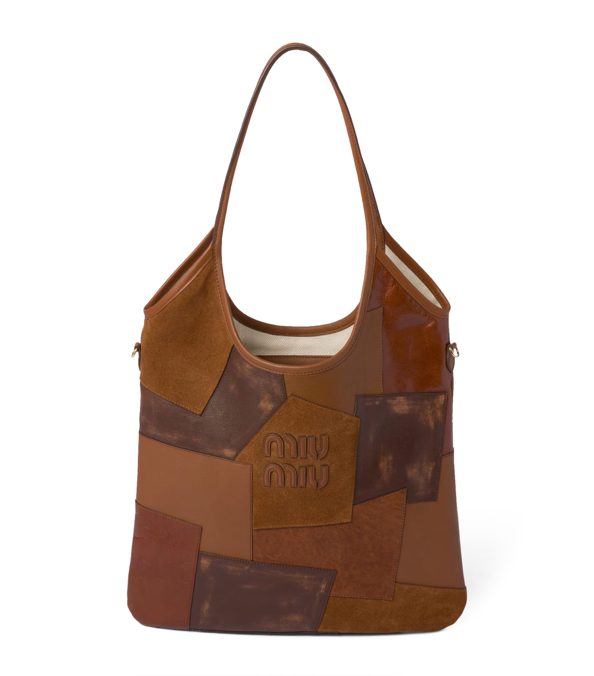 Miu Miu Brown Patchwork Ivy Tote Bag Harrods UK
