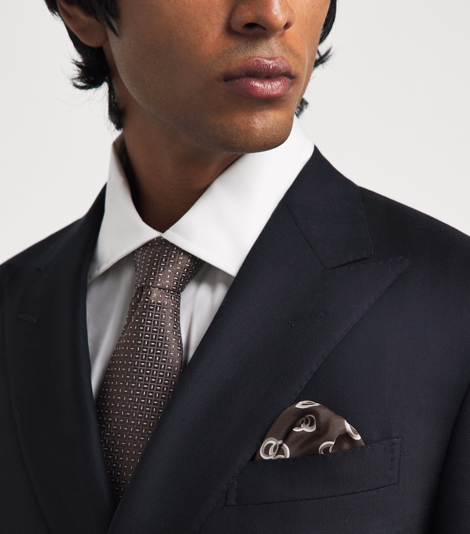 Isaia Silk Printed Pocket Square Image 2
