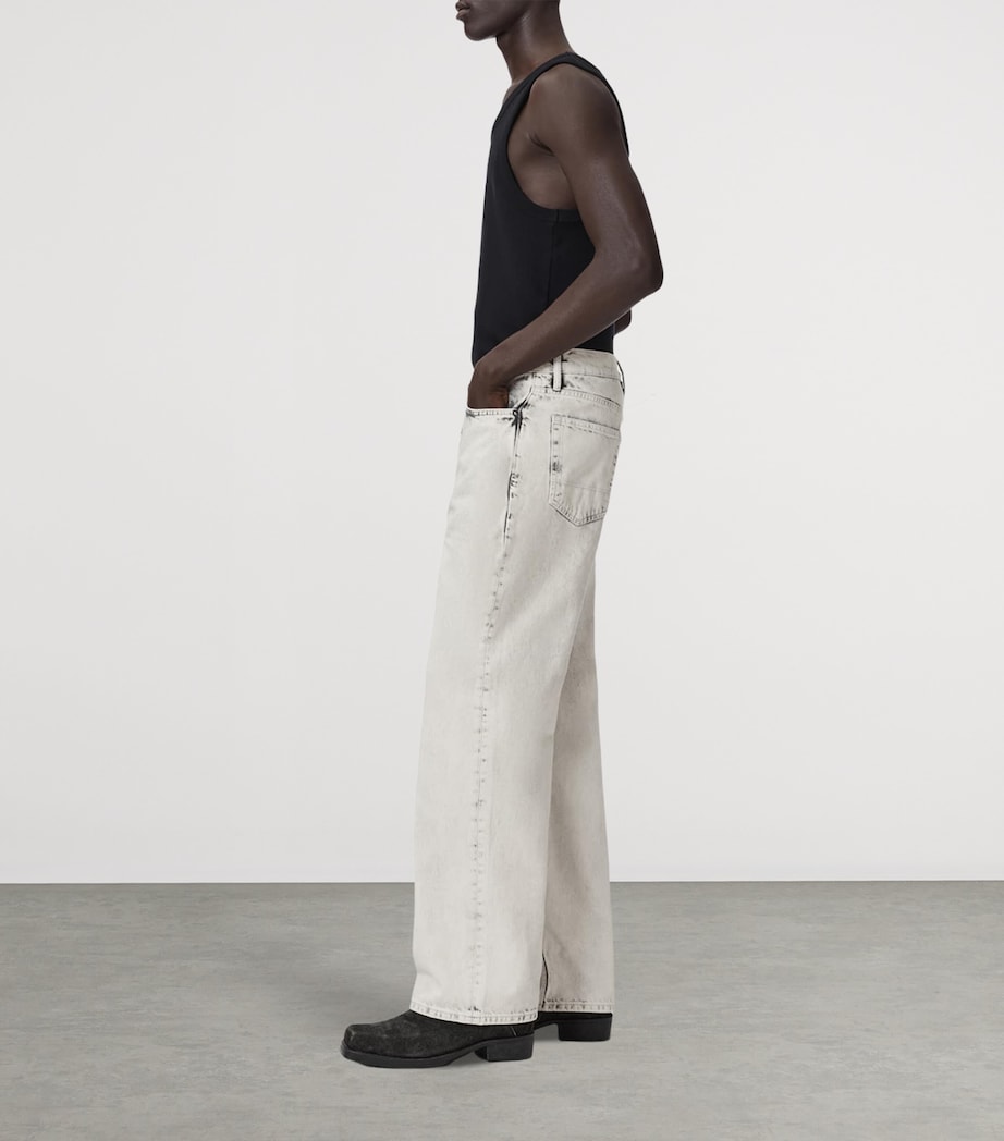 AllSaints Mens Lenny Lux Wide-Leg Jeans Washed Grey Image 5