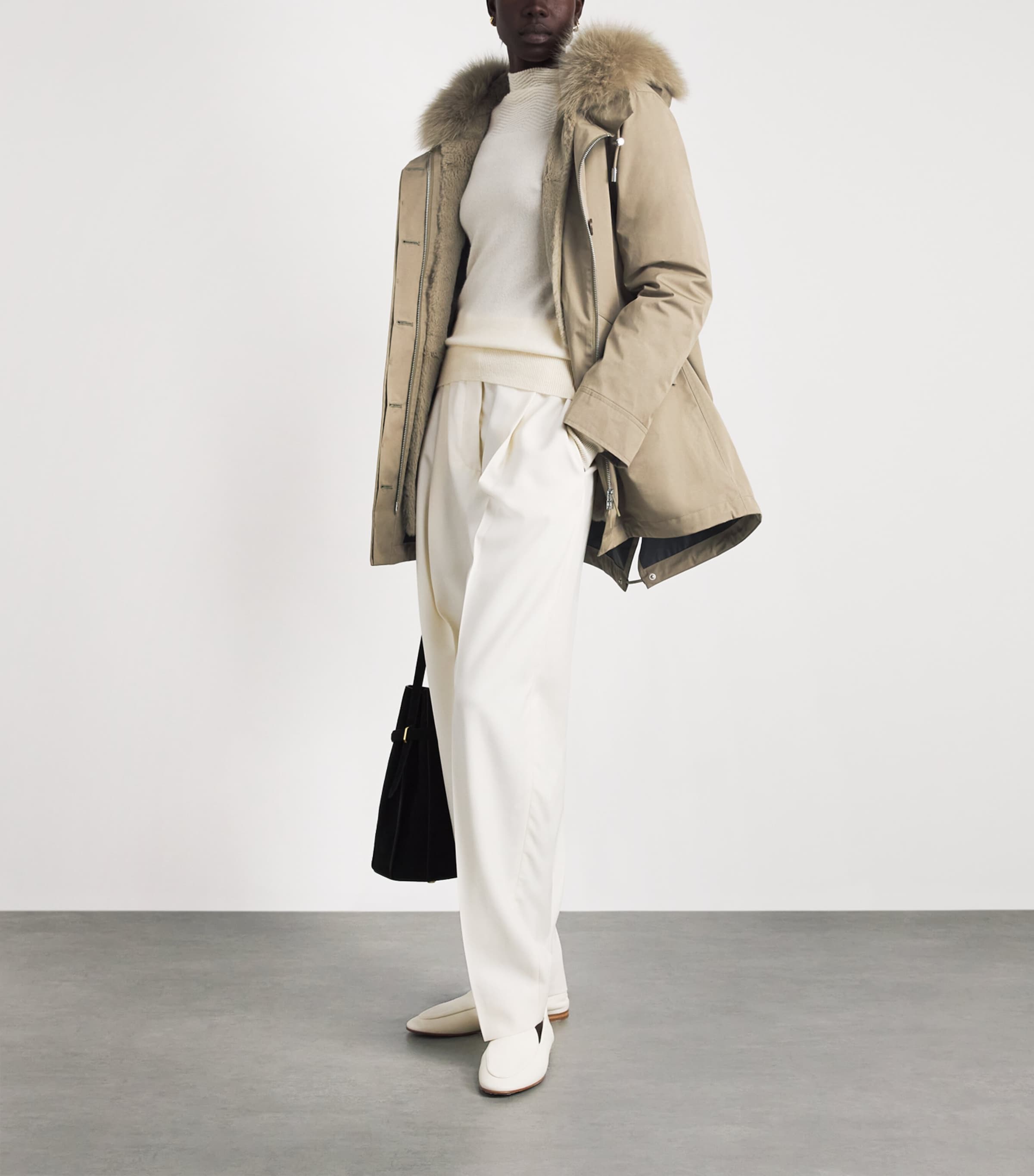 Yves Salomon Womens Down Fur-Trim Technical Parka Coat Image 2