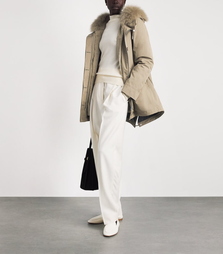 Yves Salomon Womens Down Fur-Trim Technical Parka Coat Image 2