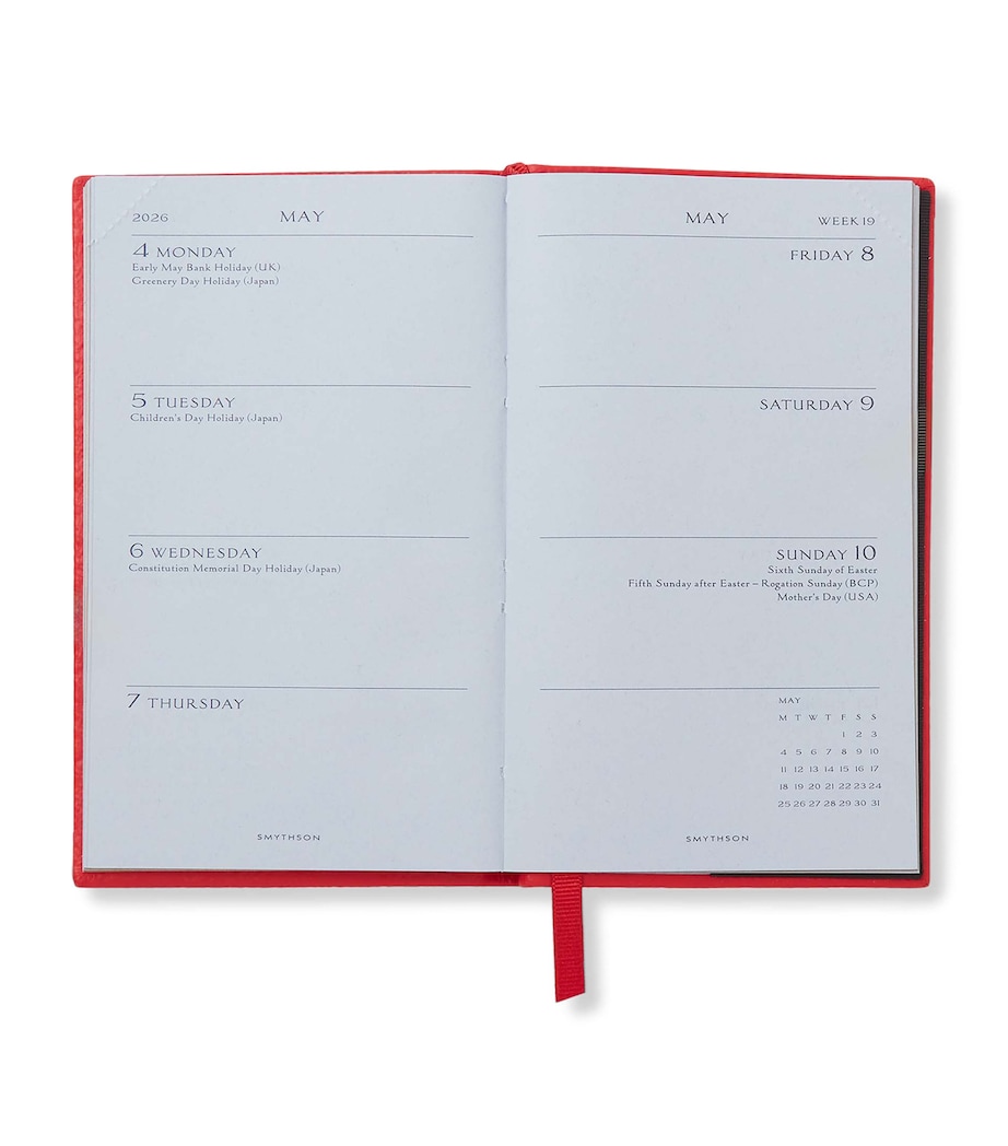 Smythson Panama Leather Weekly Diary 2025 Scarlet Red Image 2
