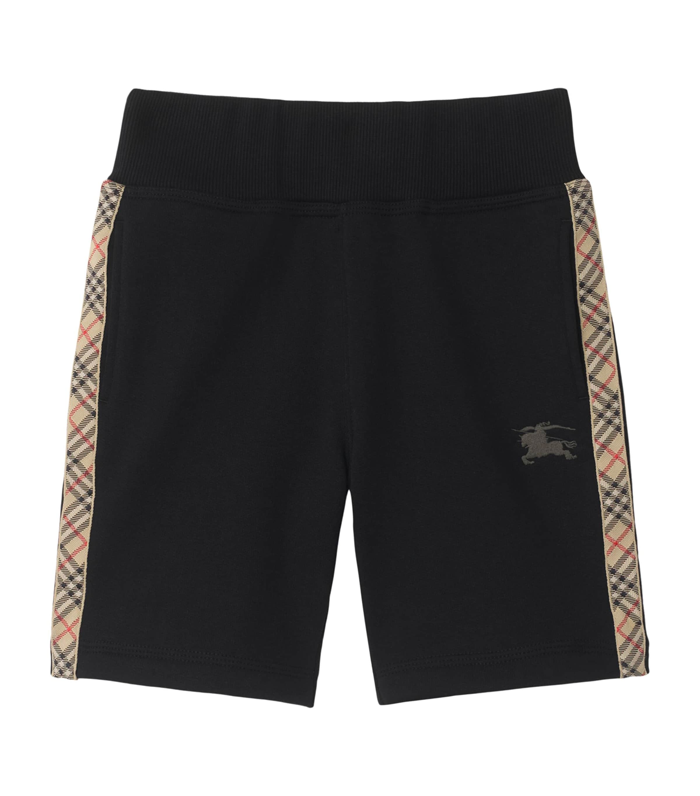 Burberry Check Trim Cotton Shorts In Black