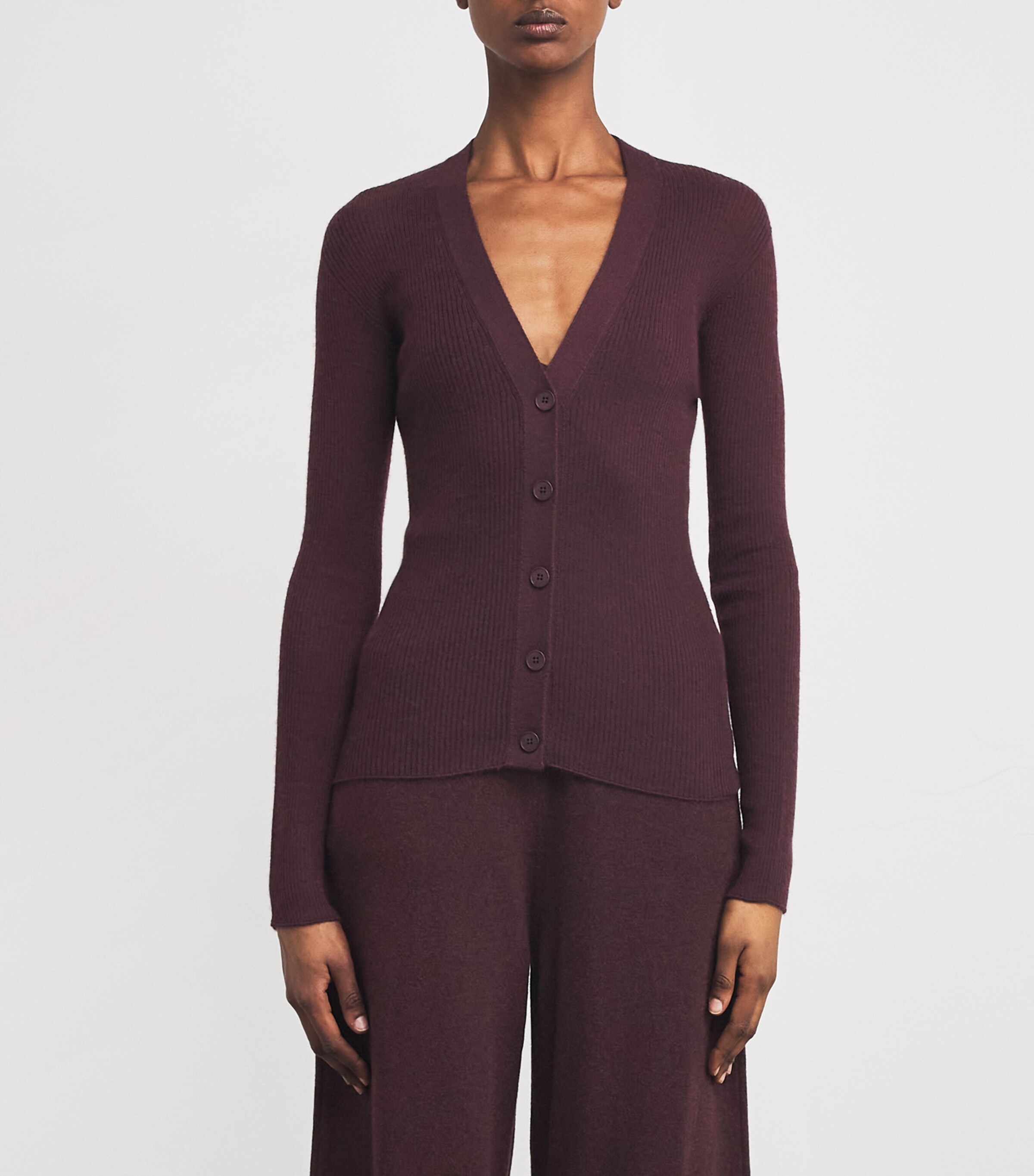 Johnstons Of Elgin Womens Superfine Cashmere Cardigan Rosewood Image 3