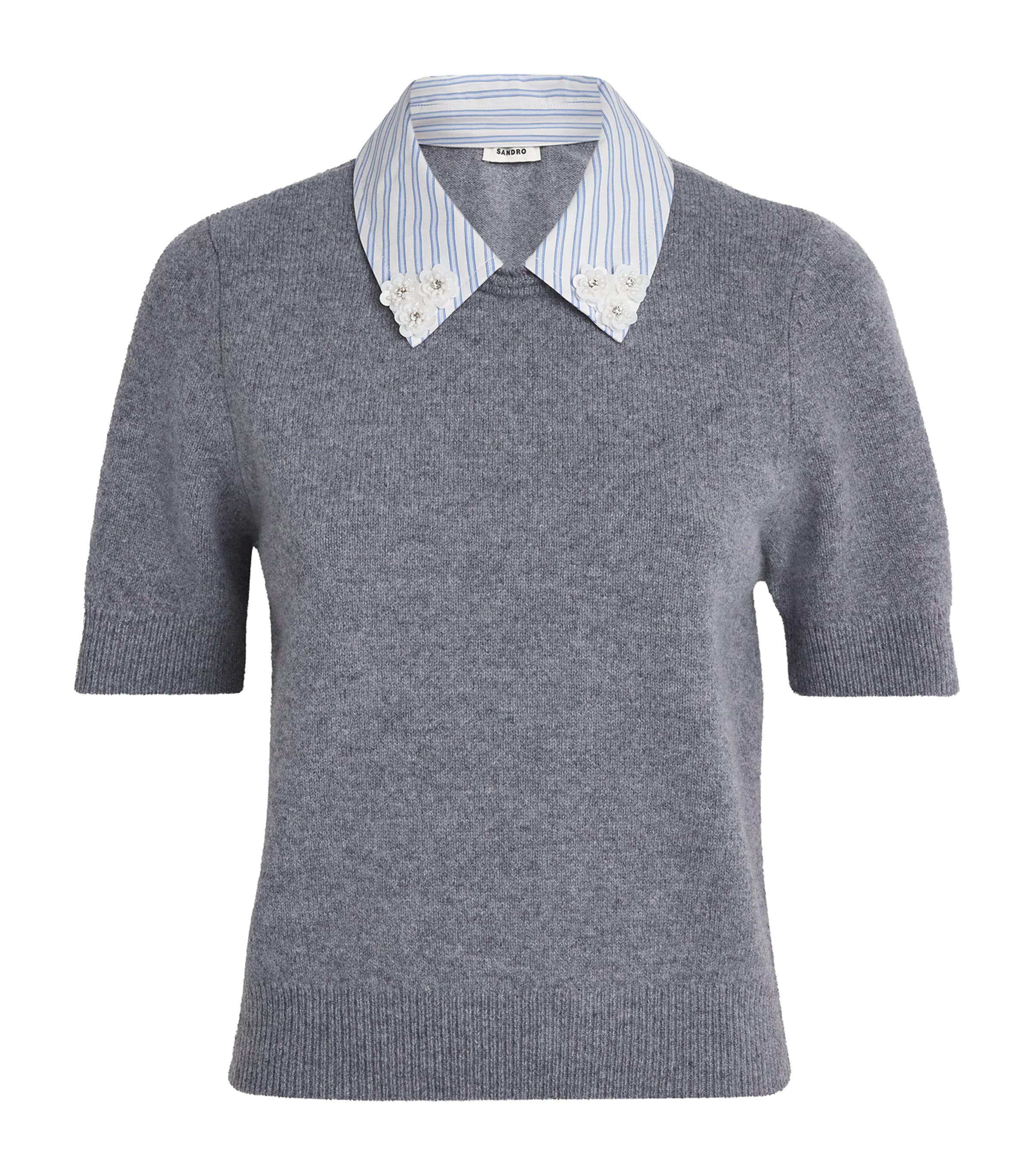 Wool Detachable-Collar Sweater GREY Image 1