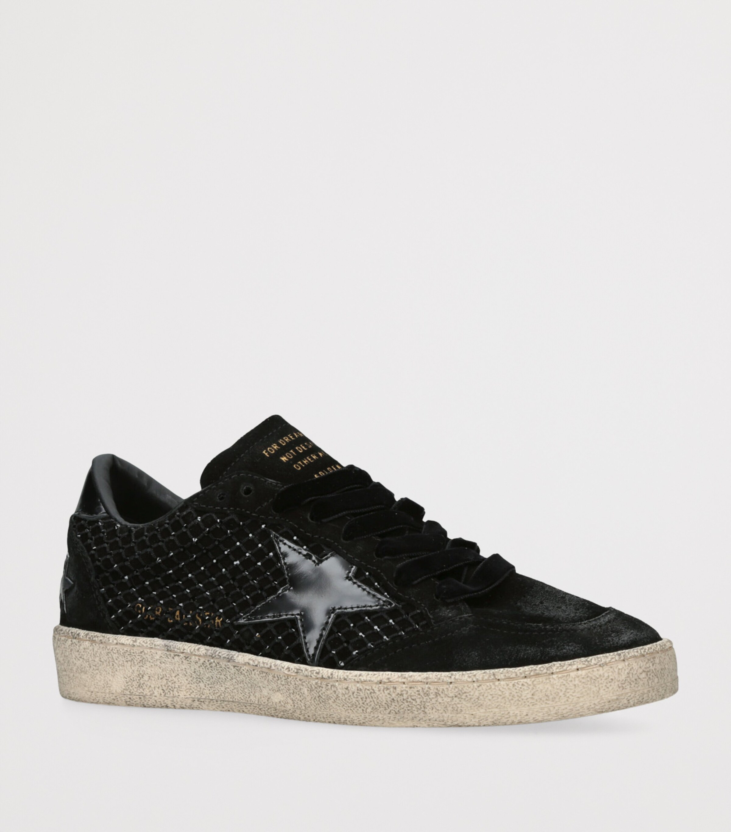 Suede and Swarovski Crystal Ball Star Sneakers BLACK Image 3