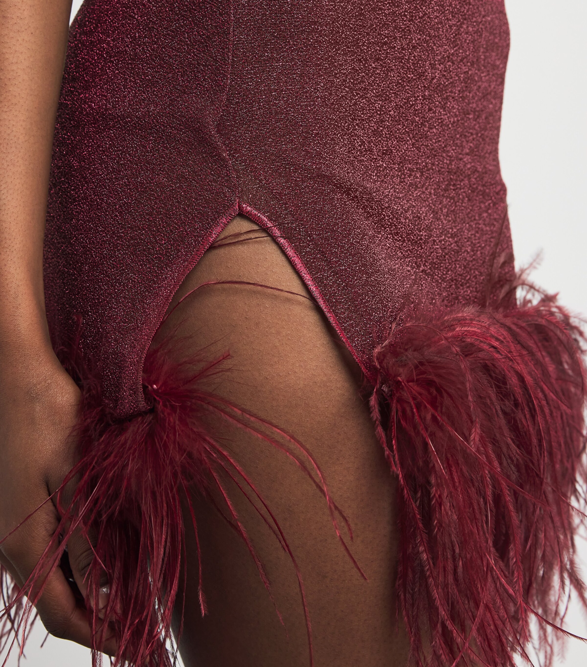 Lumière Feather Mini Dress BURGUNDY Image 6