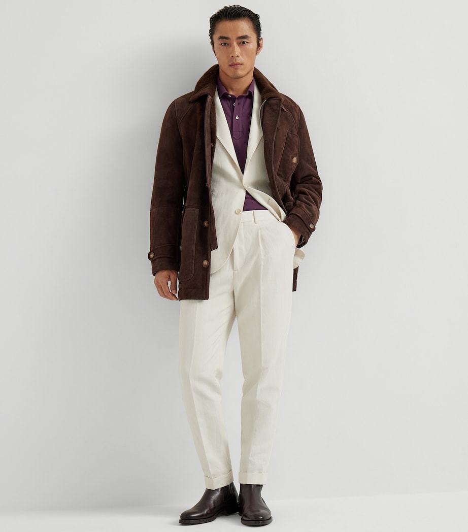 Suede-Shearling Pea Coat C4255 Image 4