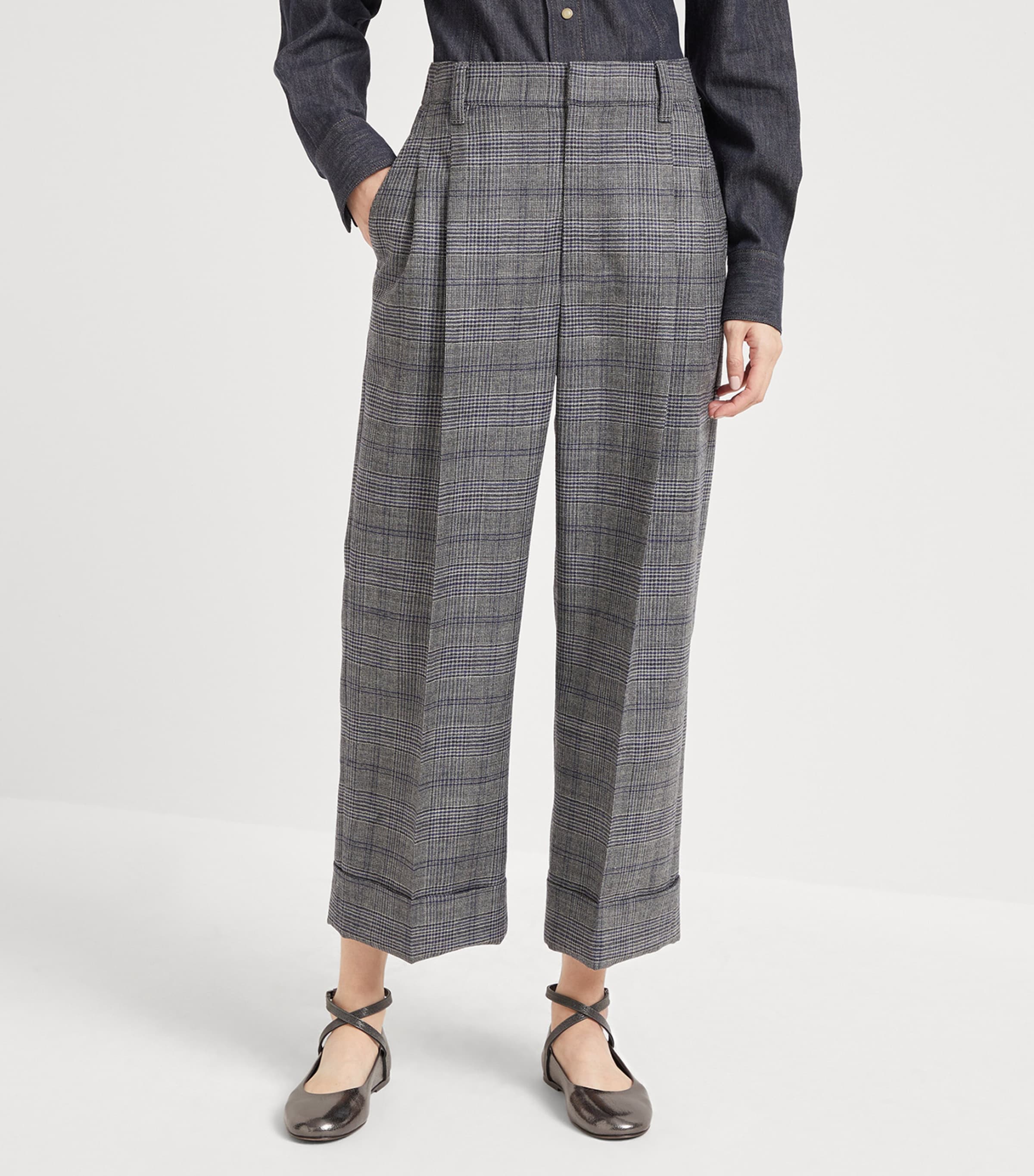 Virgin Wool Prince of Wales Check Trousers C4227 Image 2