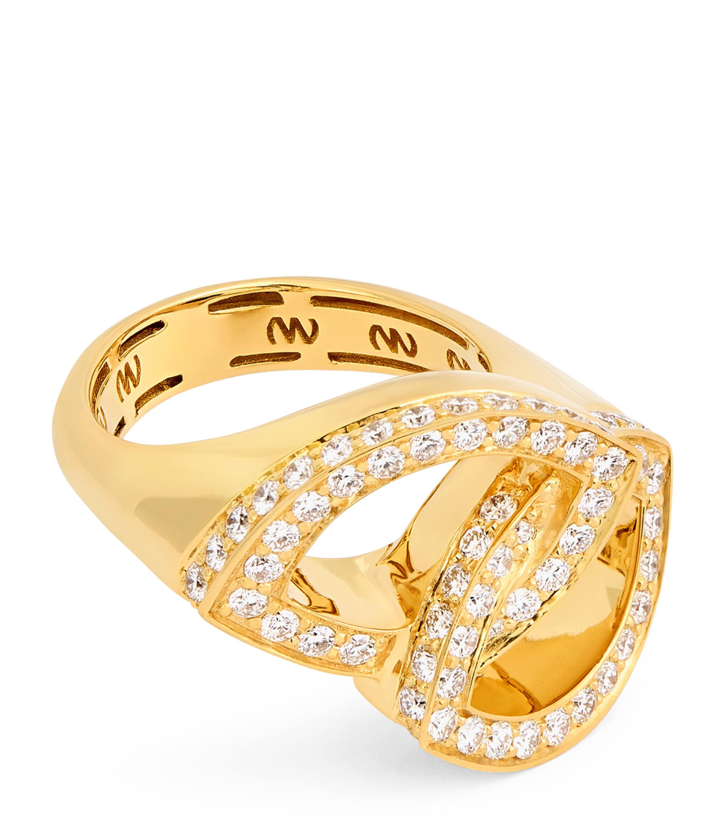 Netali Nissim Yellow Gold And Diamond Fortuna Eye Link Ring In Gold