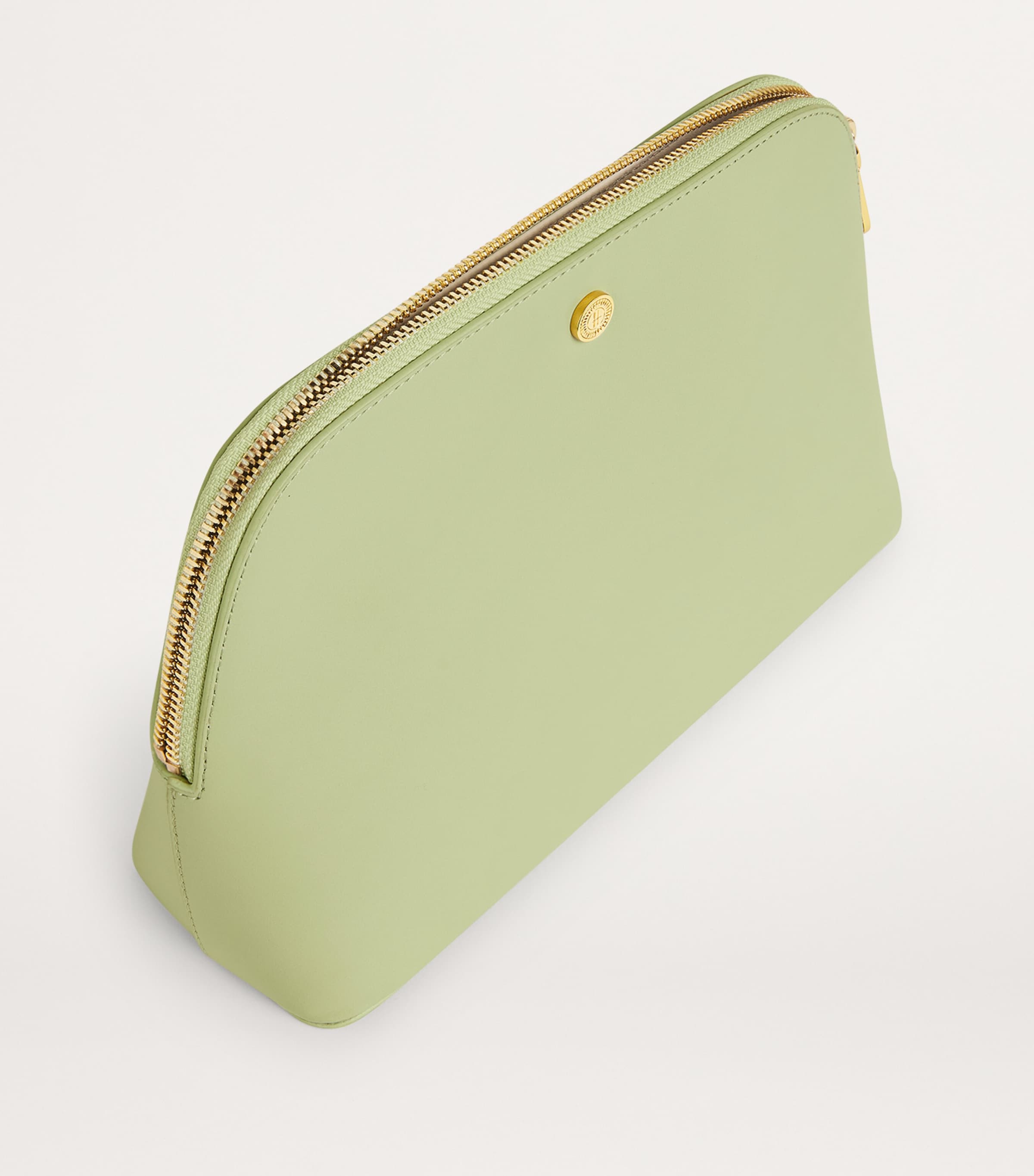 Large Leather Cosmetics Bag GREEN Image 2