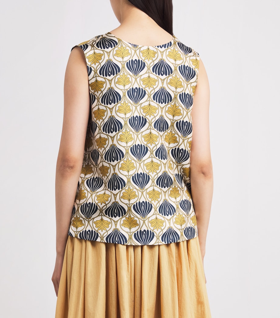 Silk Reversible V-Neck Top MUSTARD Image 4