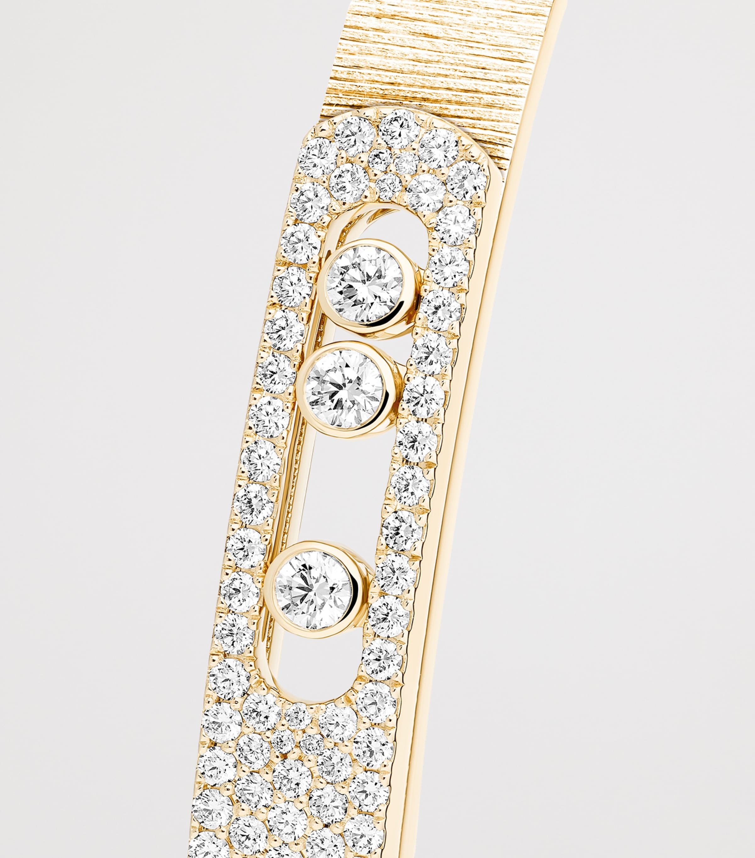 Messika Move Noa Diamond and Yellow Gold Half Pavé Chiselled Bangle (1.20ct) Yellow Gold Image 3
