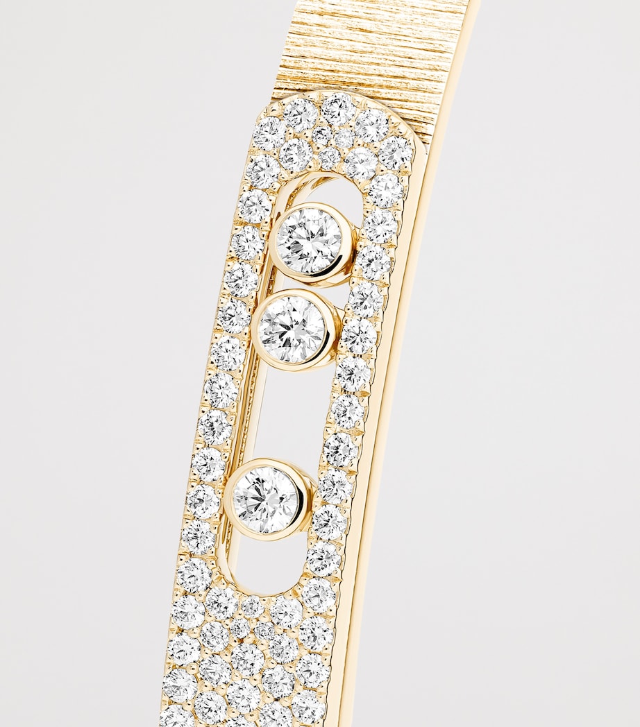 Messika Move Noa Diamond and Yellow Gold Half Pavé Chiselled Bangle (1.20ct) Yellow Gold Image 3