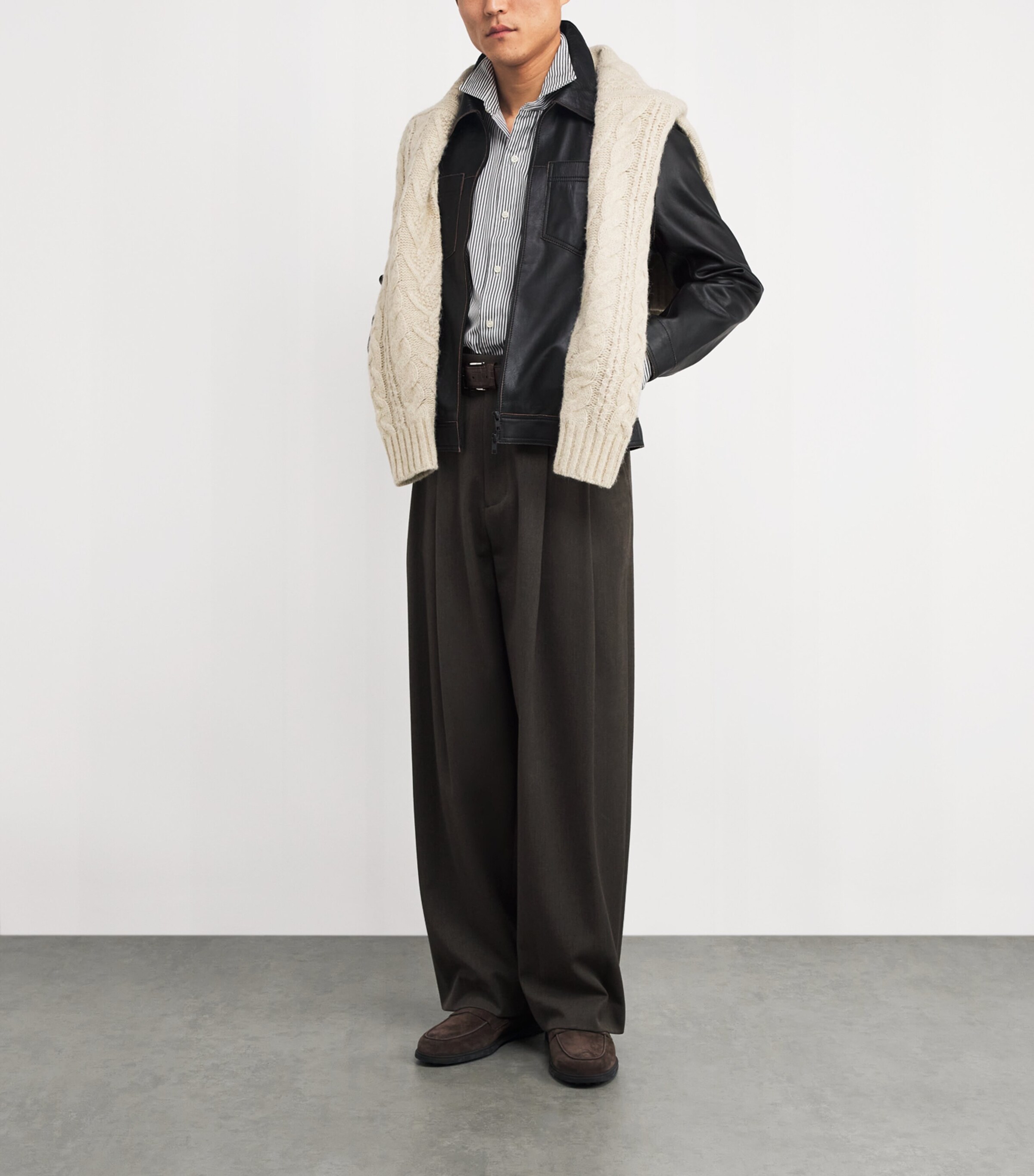 Cotton Poplin Custom Fit Stripe Shirt DARK METAL Image 2