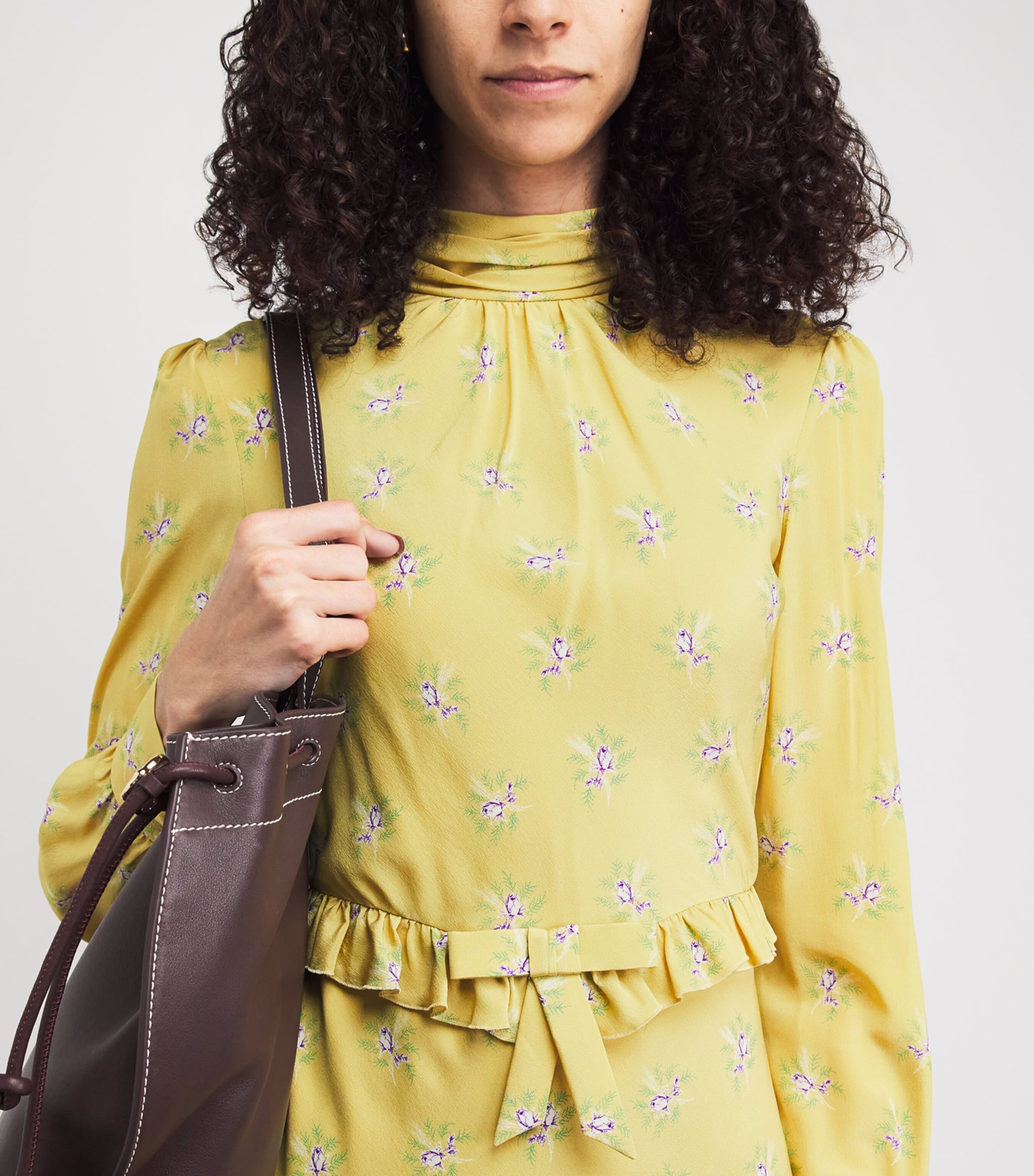 Alessandra Rich Womens Silk Floral Maxi Dress Mustard Image 3