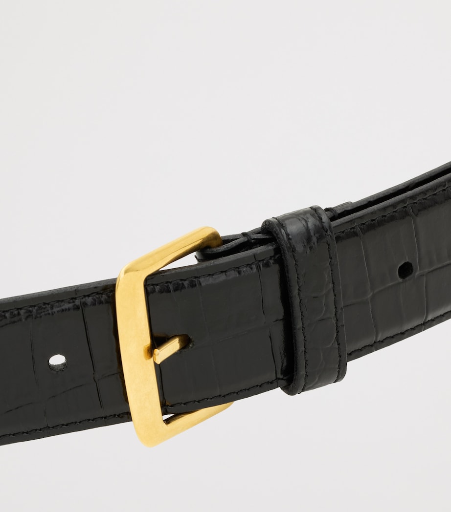 Leather Crocodile-Embossed Belt 1000 Image 3
