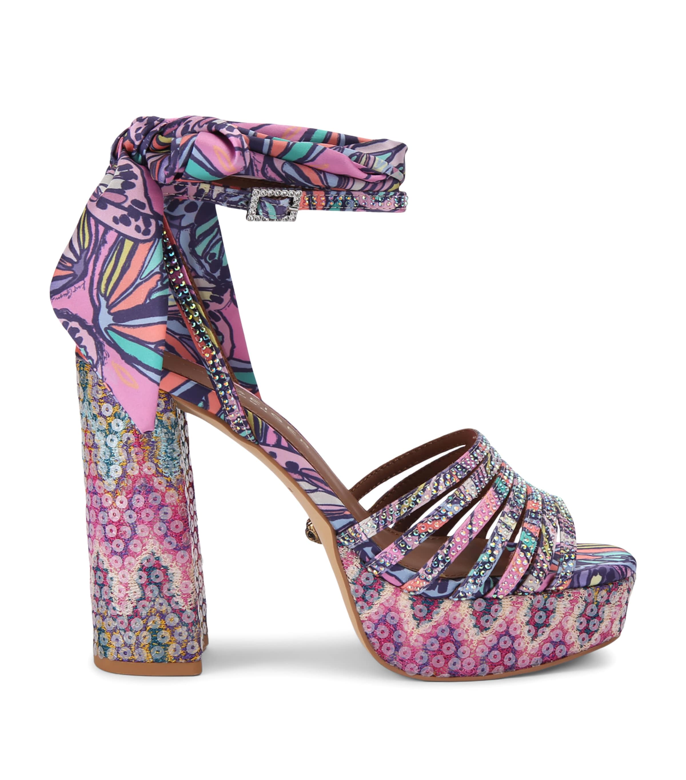 Kurt Geiger London Embellished Pierra Platform Heeled Sandals 115 Lilac Image 1