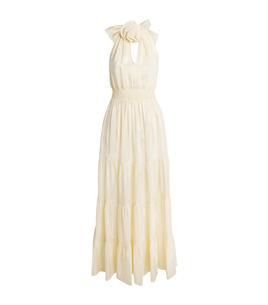 Sandro Paris Womens Linen-Blend Tiered Maxi Dress Vanilla Image 1