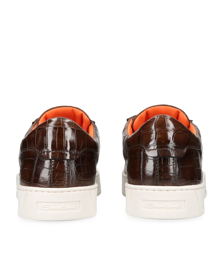 Crocodile Leather Gloria Sneakers DARK BROWN Image 2
