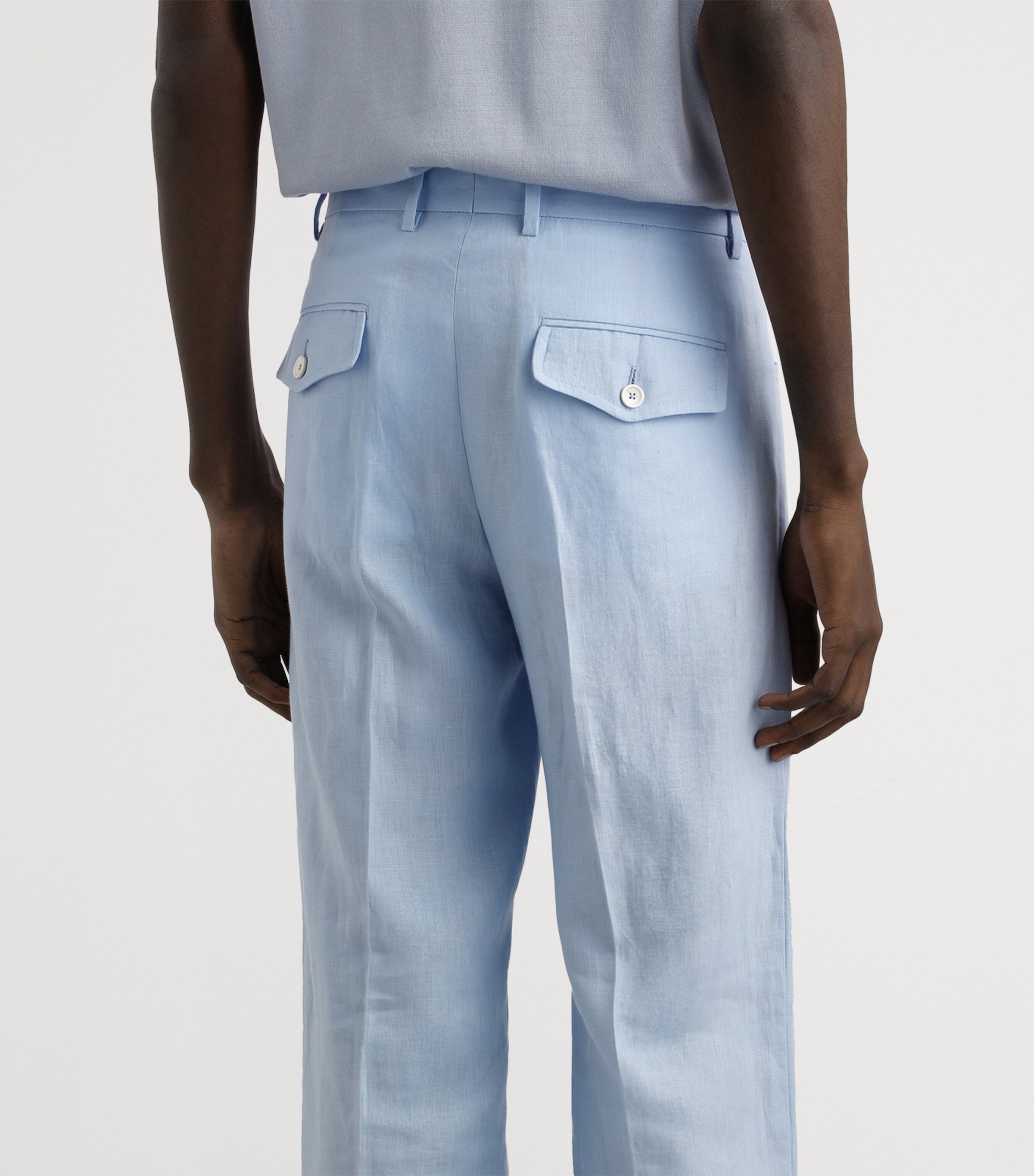 Dolce&Gabbana Mens Linen Tailored Trousers Sky Blue Image 5