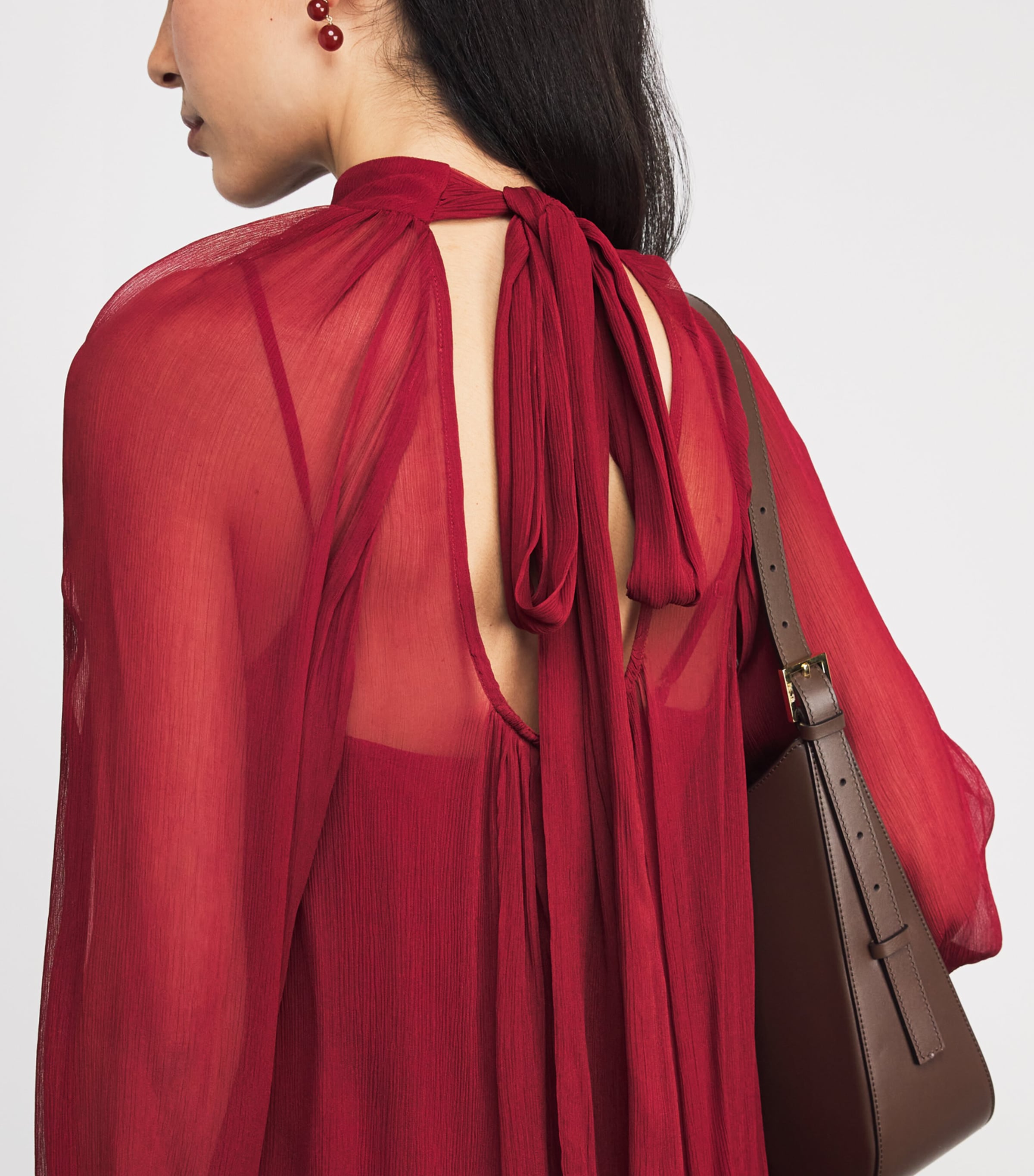 Chiffon Roux Mini Dress POMEGRANATE Image 6