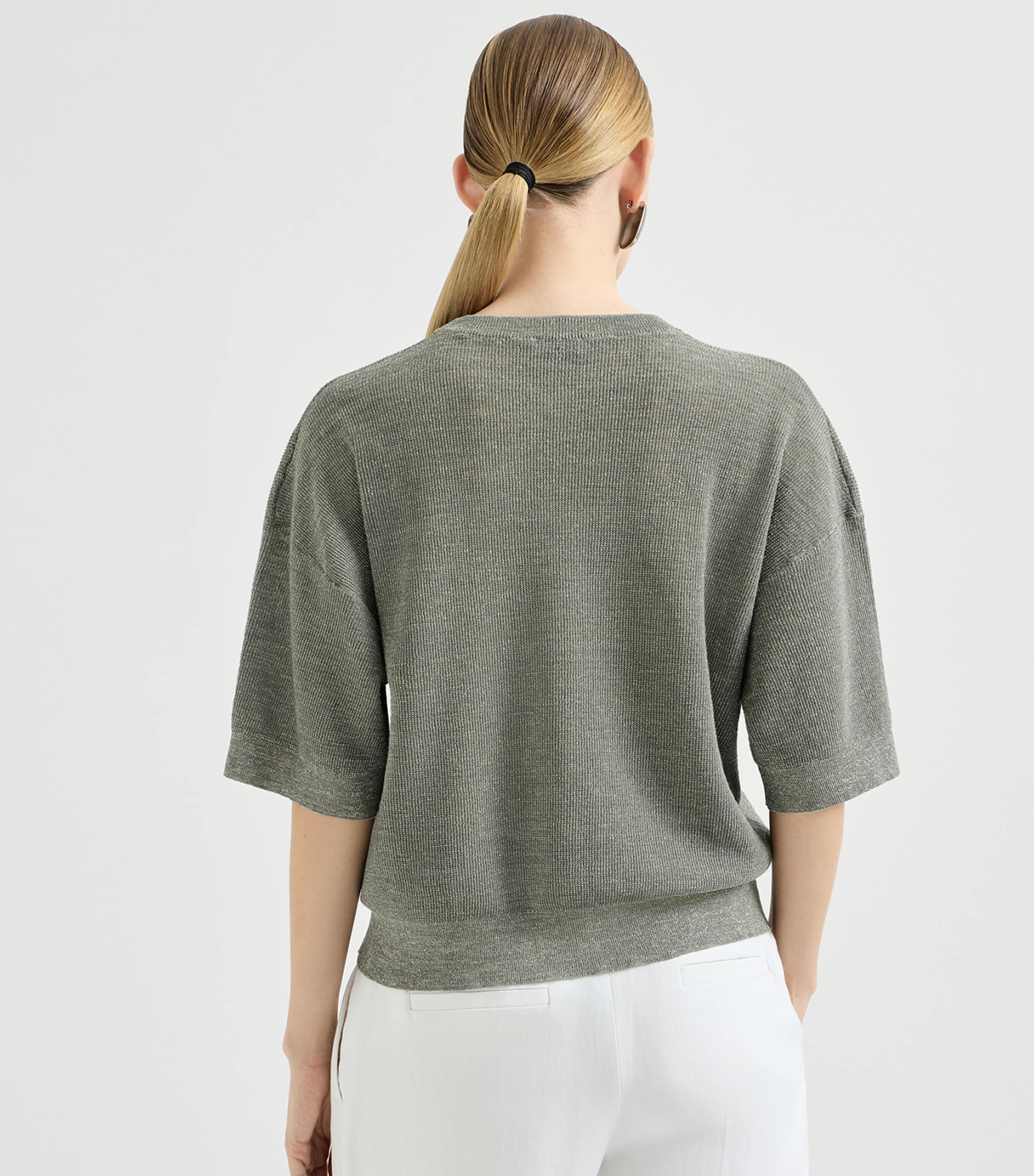 Brunello Cucinelli Womens Sparkling Short-Sleeve Sweater Image 5