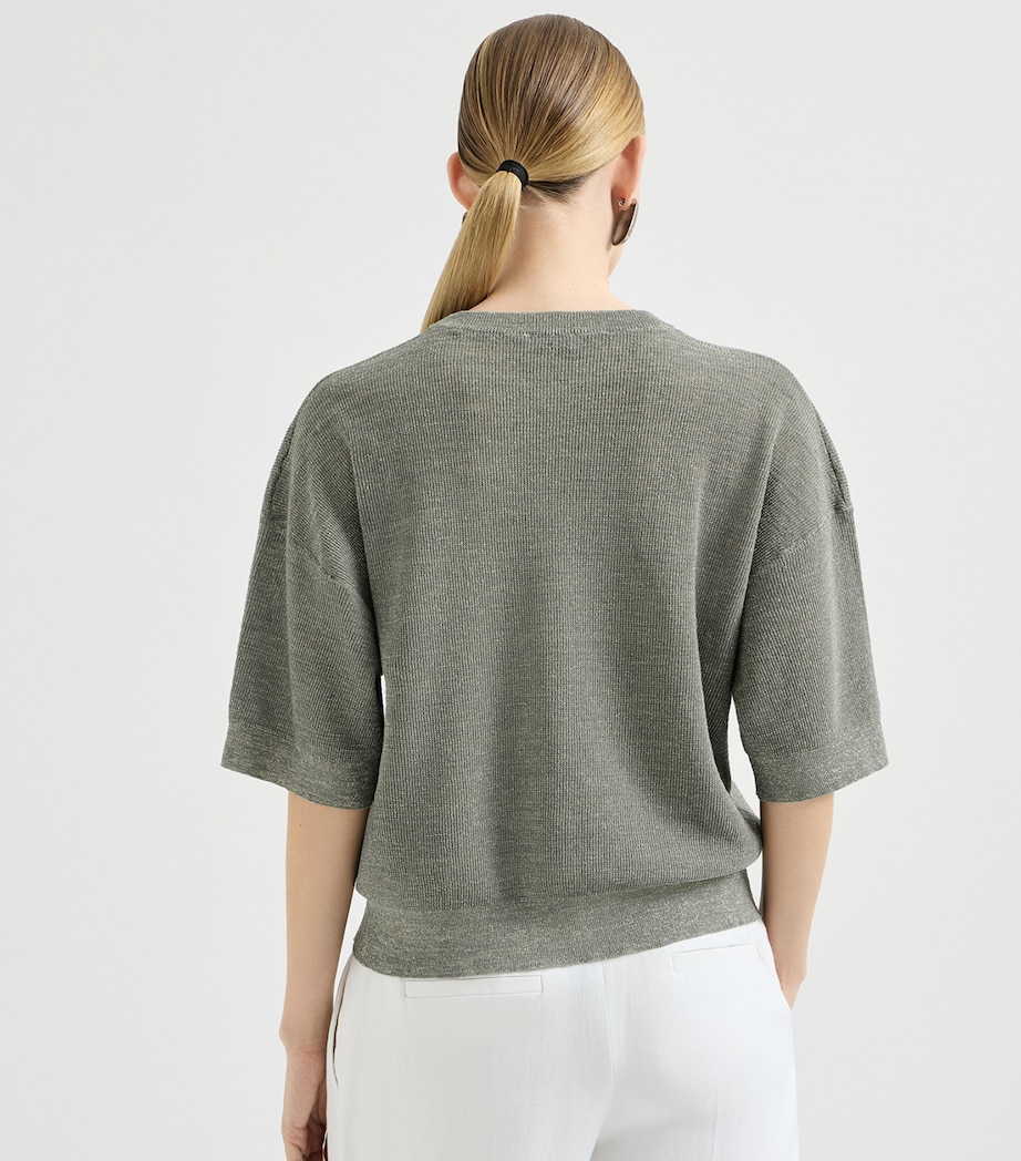 Brunello Cucinelli Womens Sparkling Short-Sleeve Sweater Image 5