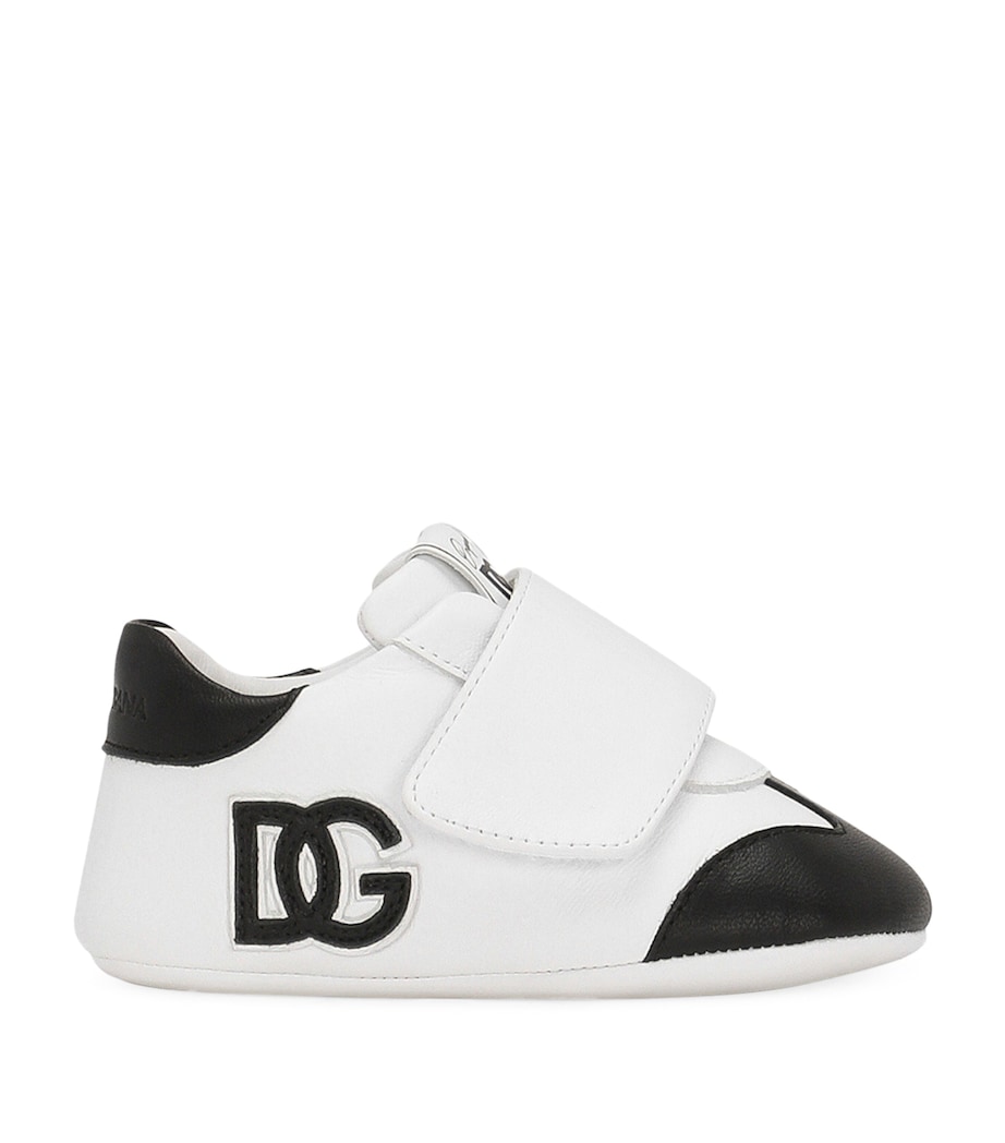 Leather Logo Low-Top Sneakers 89697-WHITE/BLACK Image 1