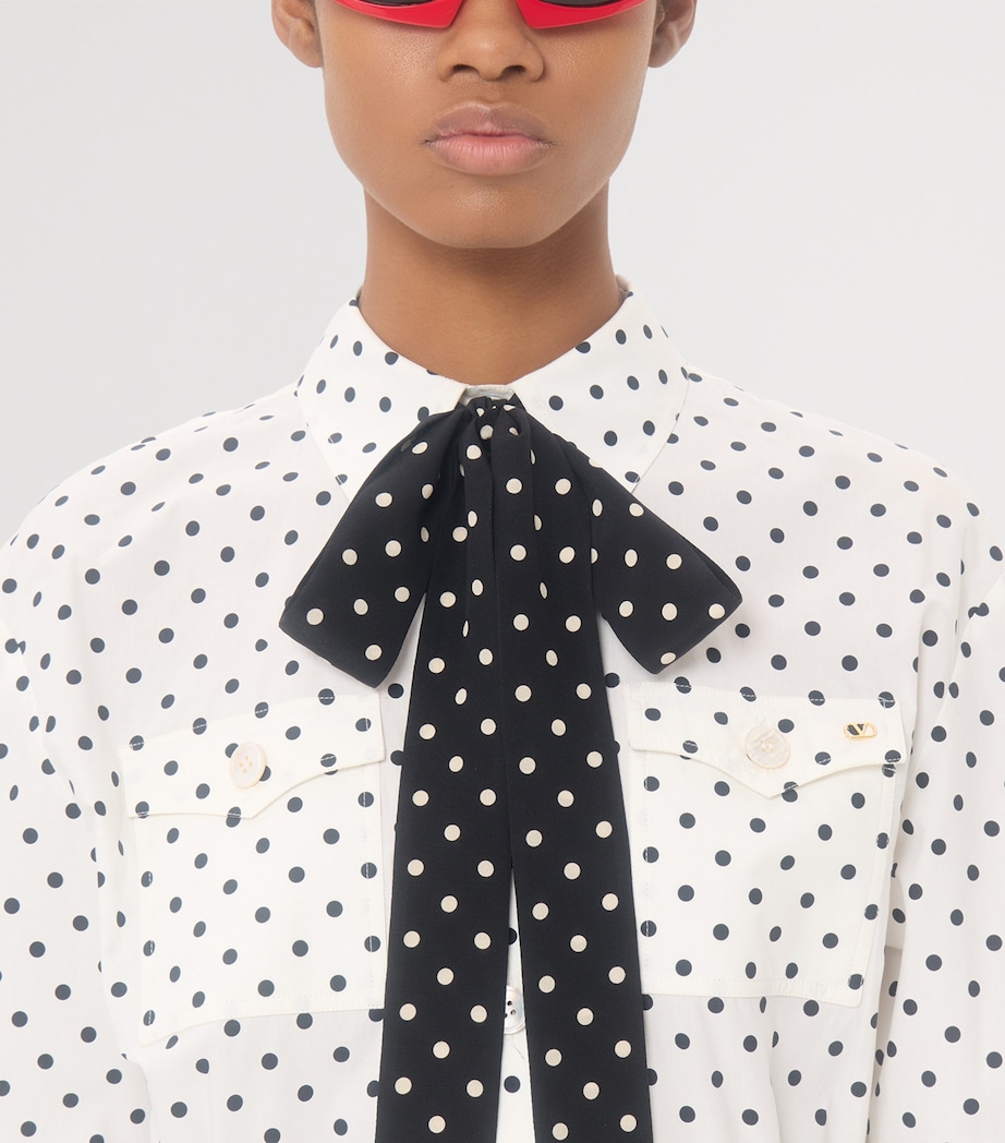 Valentino Womens Cotton Polka-Dot Midi Dress Image 6