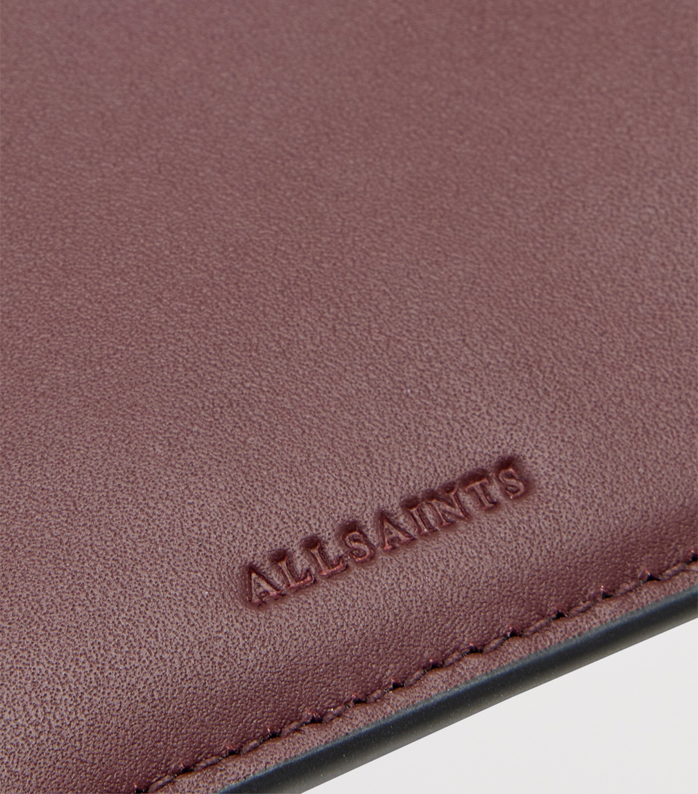 AllSaints Leather Remy Wallet Dark Red Image 6
