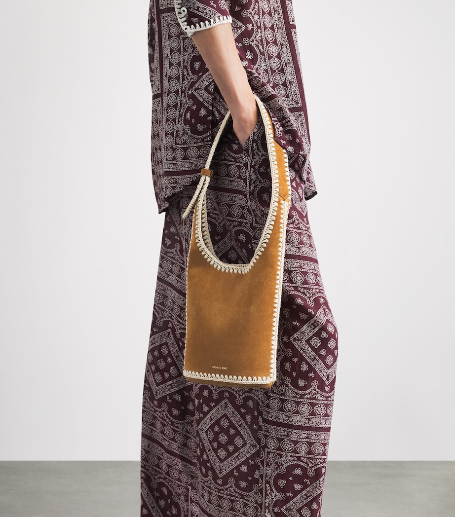 Veronica Beard Suede Whipstitch Loop Shoulder Bag Acorn Multi Image 4