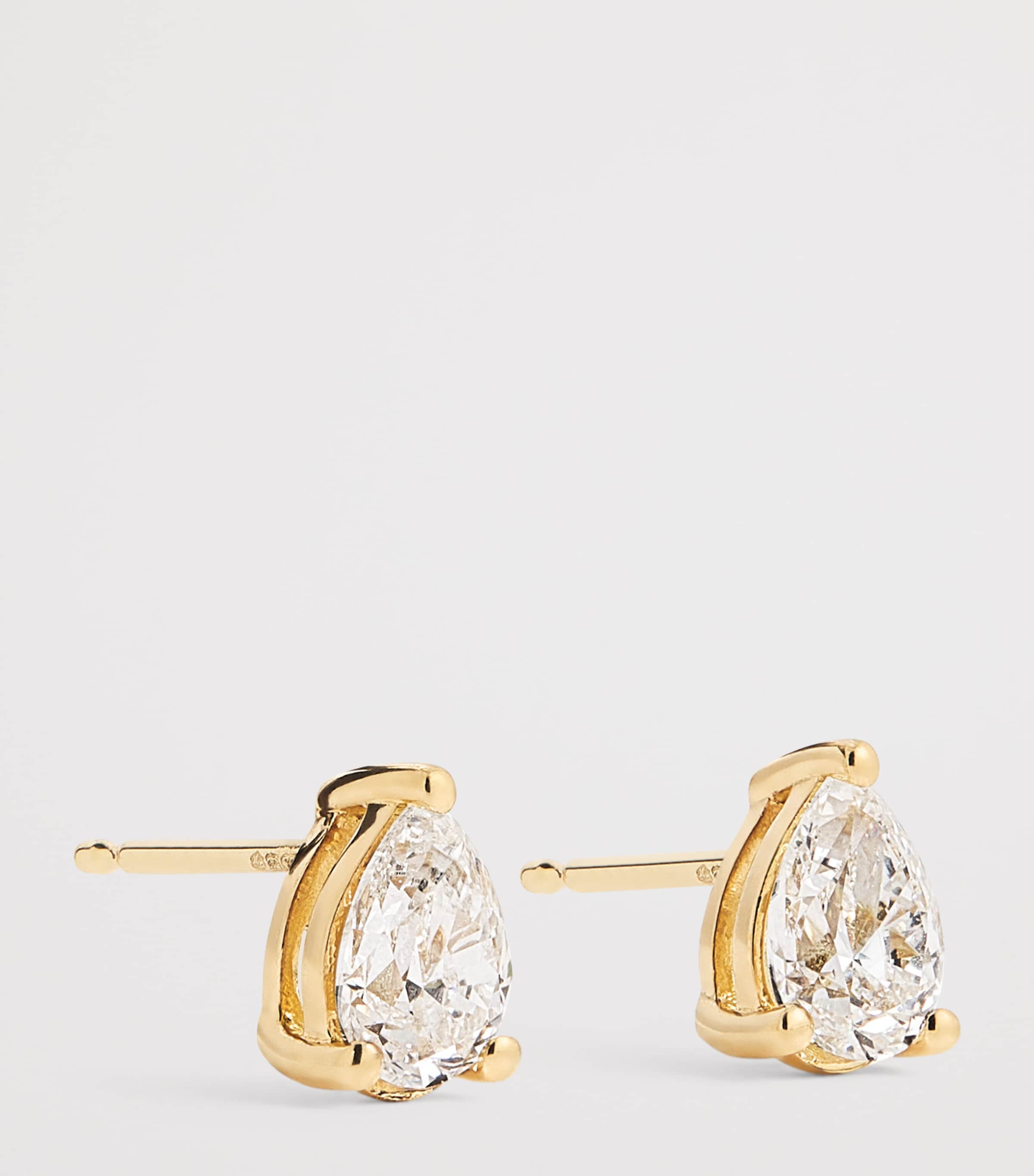 Yellow Gold and Diamond Pear Stud Earrings (1.00ctw) YELLOW GOLD Image 3
