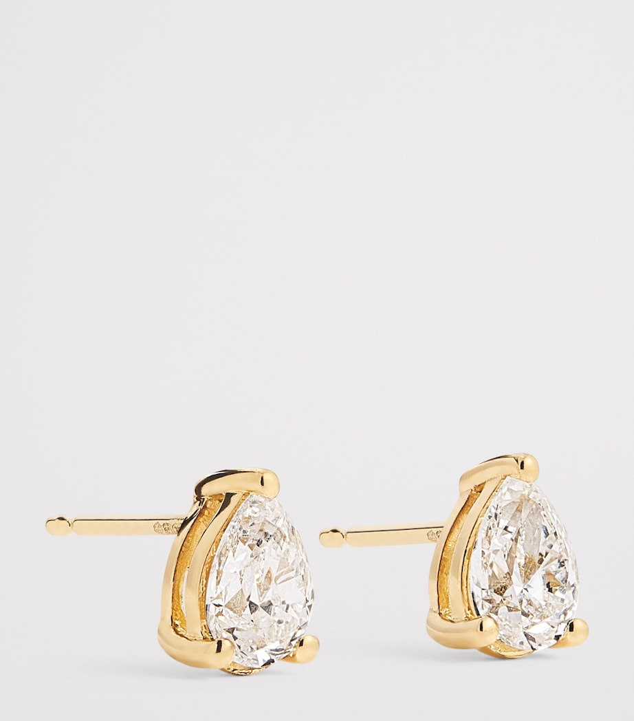 Yellow Gold and Diamond Pear Stud Earrings (1.00ctw) YELLOW GOLD Image 3