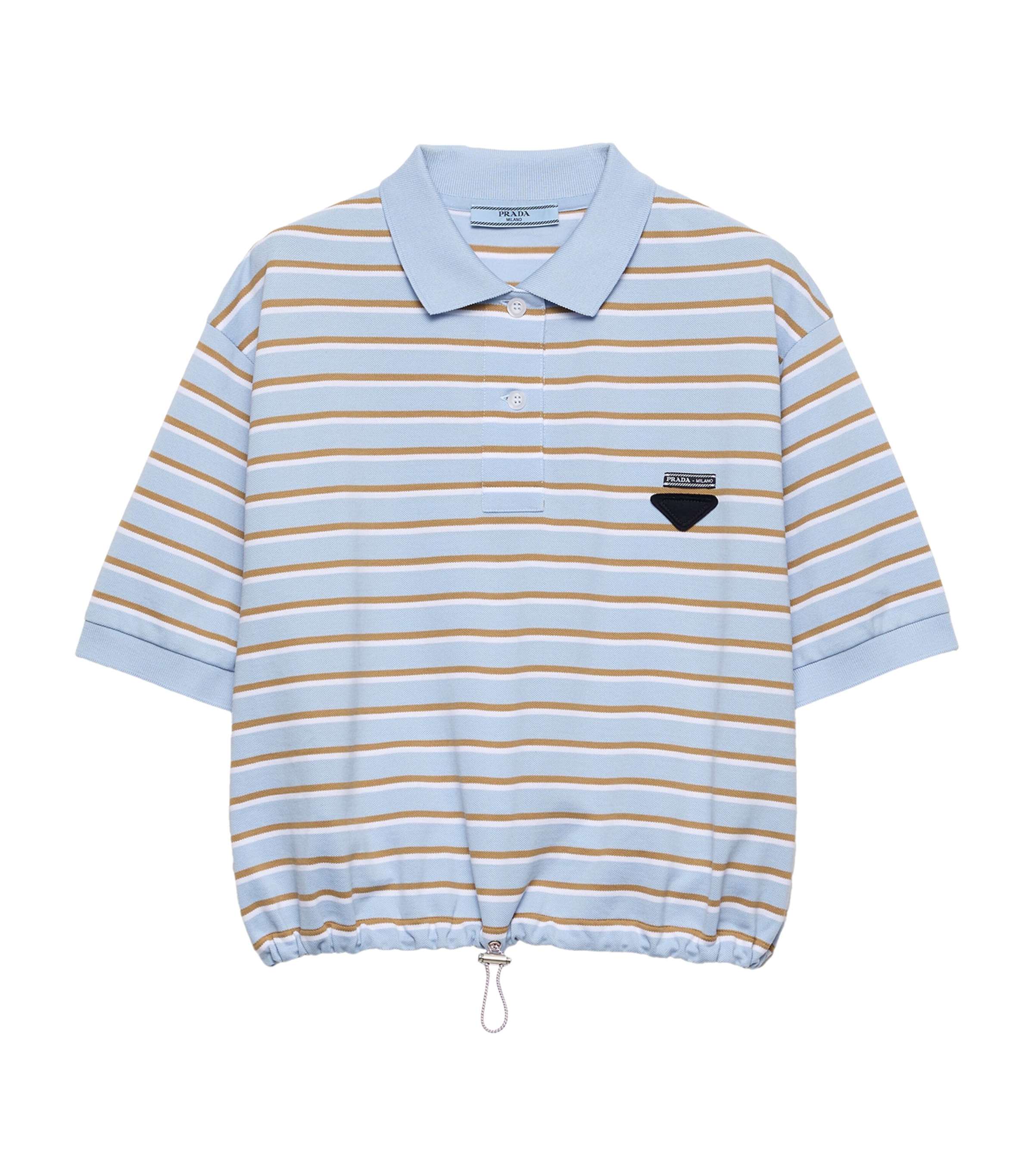 Stripe Cropped Polo Shirt F0KO4 Image 1