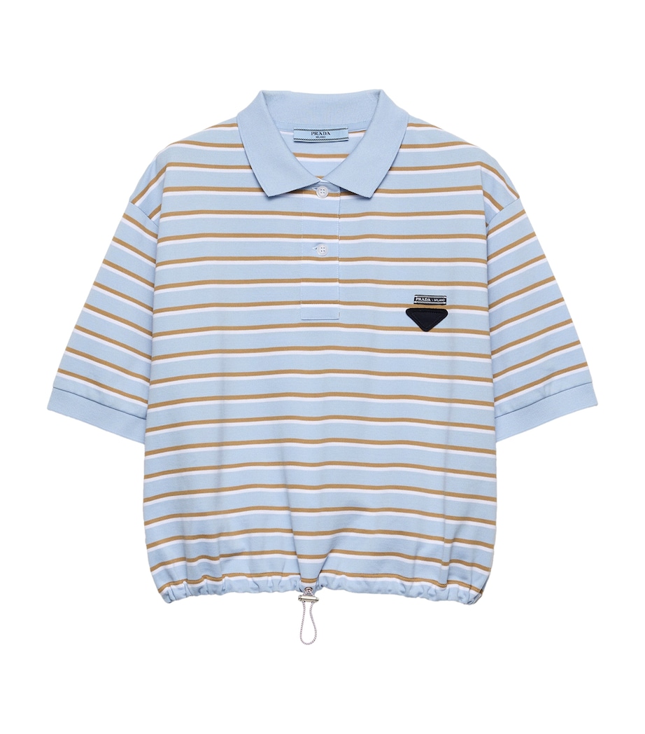 Stripe Cropped Polo Shirt F0KO4 Image 1