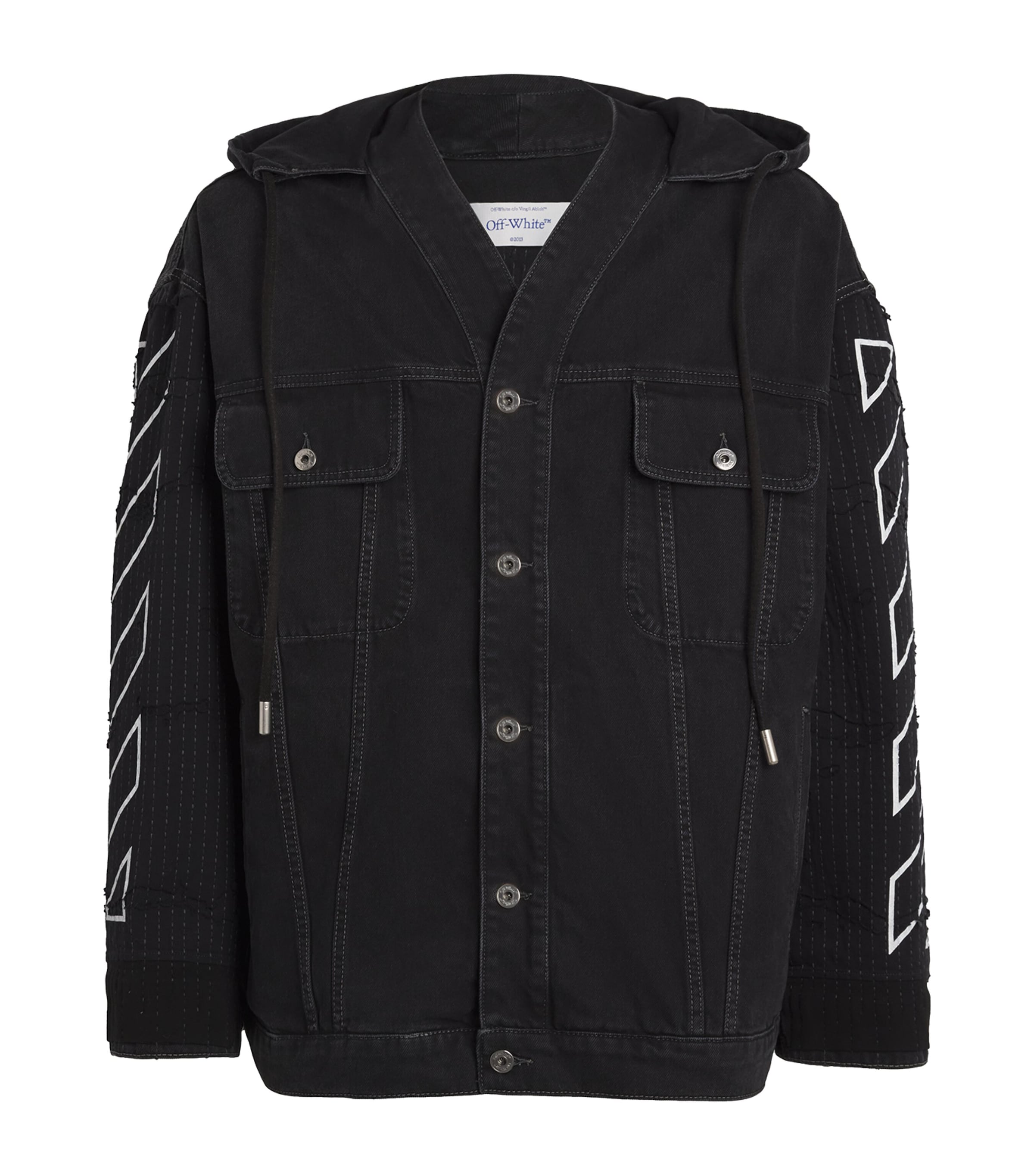 Off-white Hooded Denim Jacket In Black