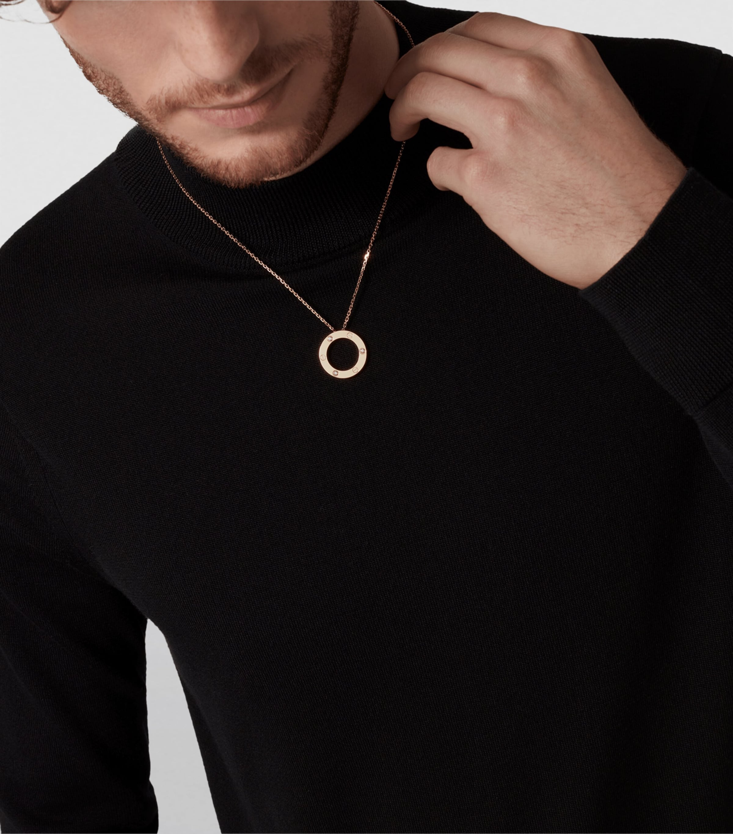 Yellow Gold and Diamond LOVE Necklace YELLOW GOLD Image 9